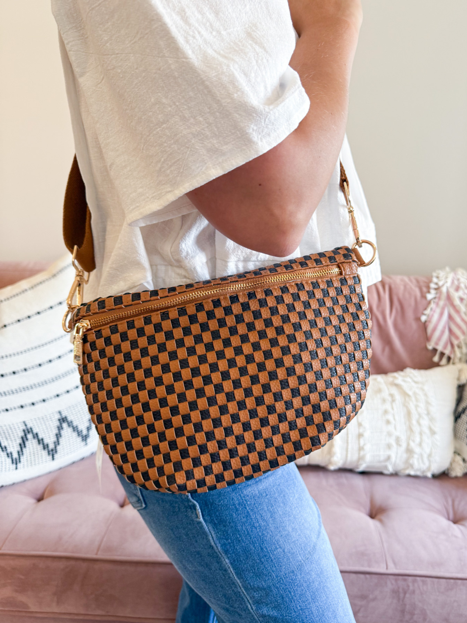 Westlyn Woven Bum Bag - Coffee - The Collective Rose