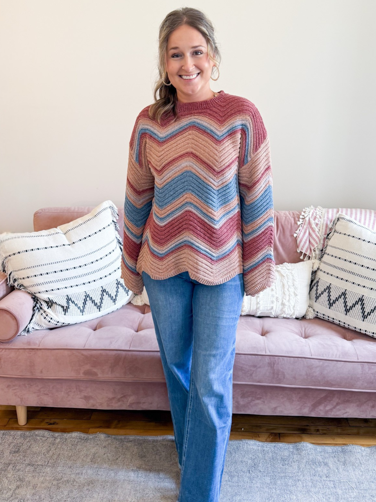 Ayla Zig Zag Sweater - The Collective Rose