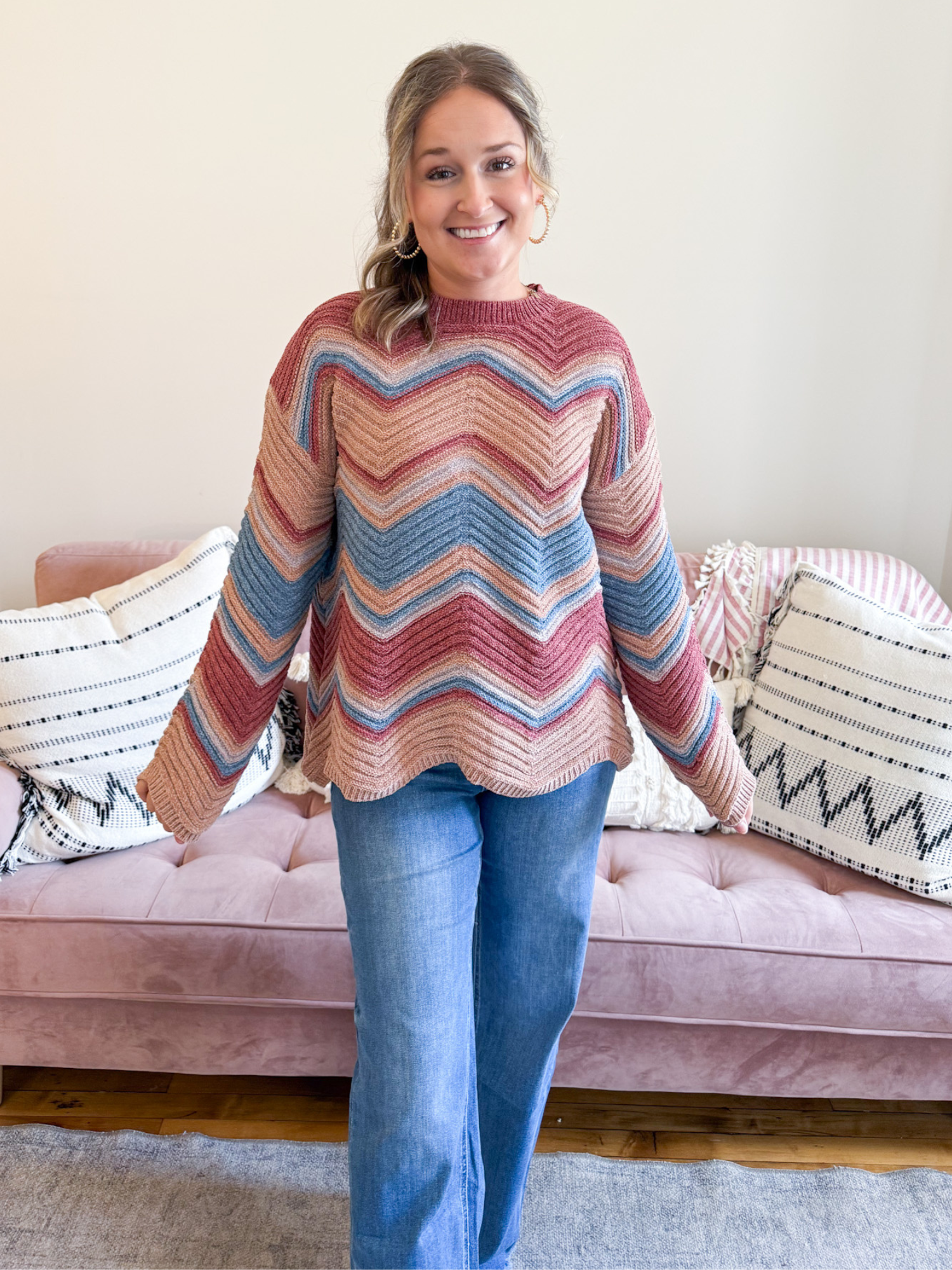 Ayla Zig Zag Sweater - The Collective Rose