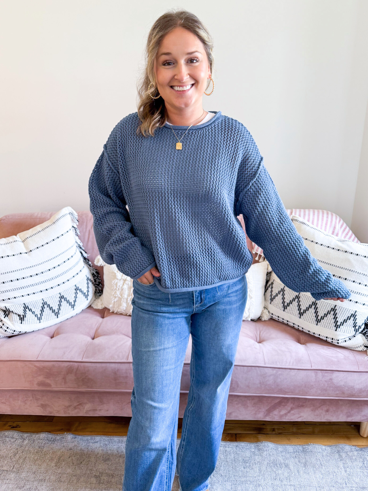 Layne Open Knit Sweater - The Collective Rose