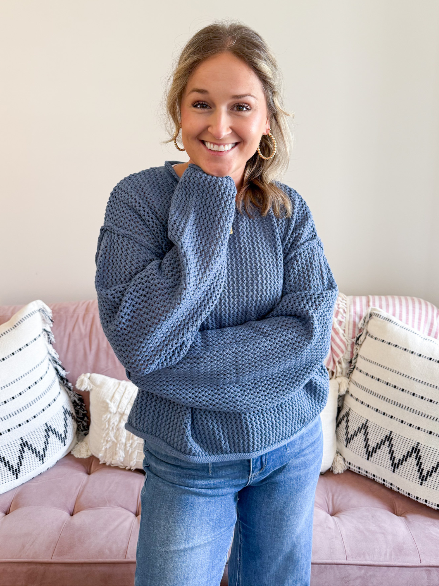 Layne Open Knit Sweater - The Collective Rose