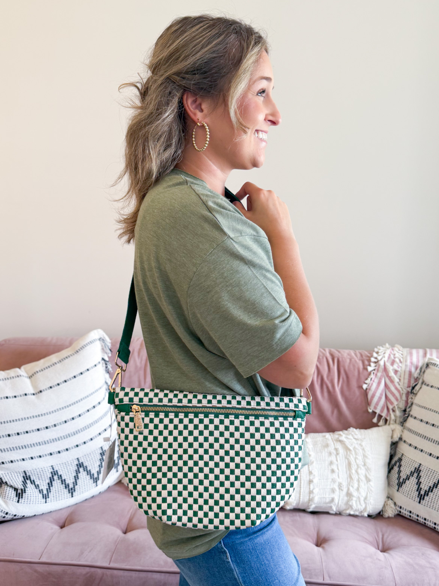 Westlyn Woven Bum Bag - Emerald - The Collective Rose