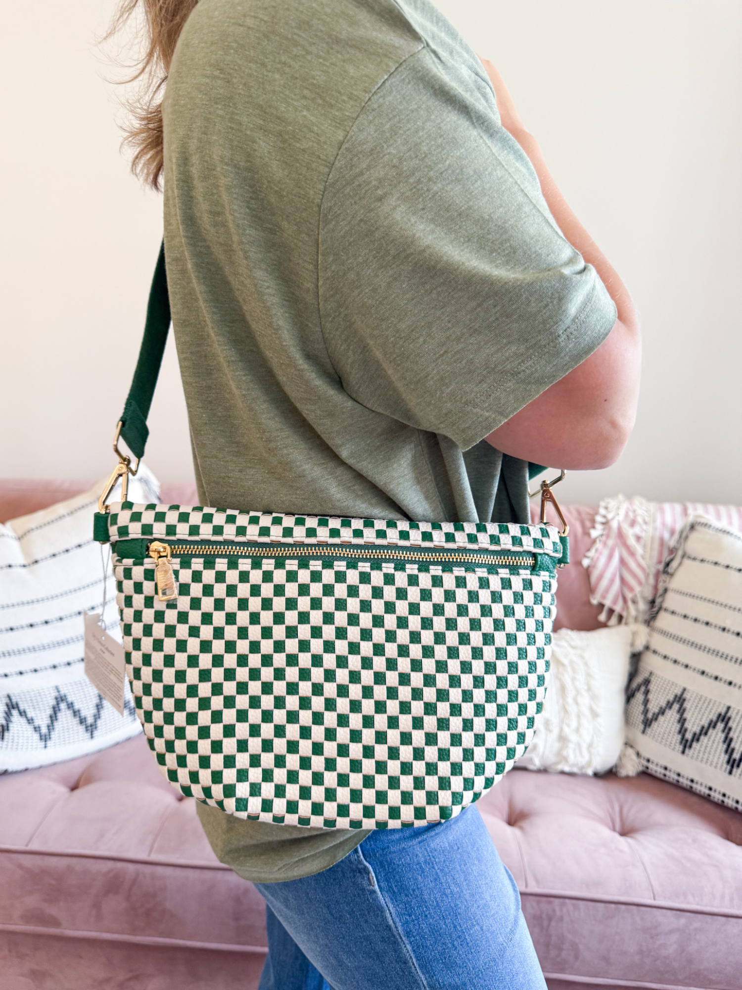 Westlyn Woven Bum Bag - Emerald - The Collective Rose