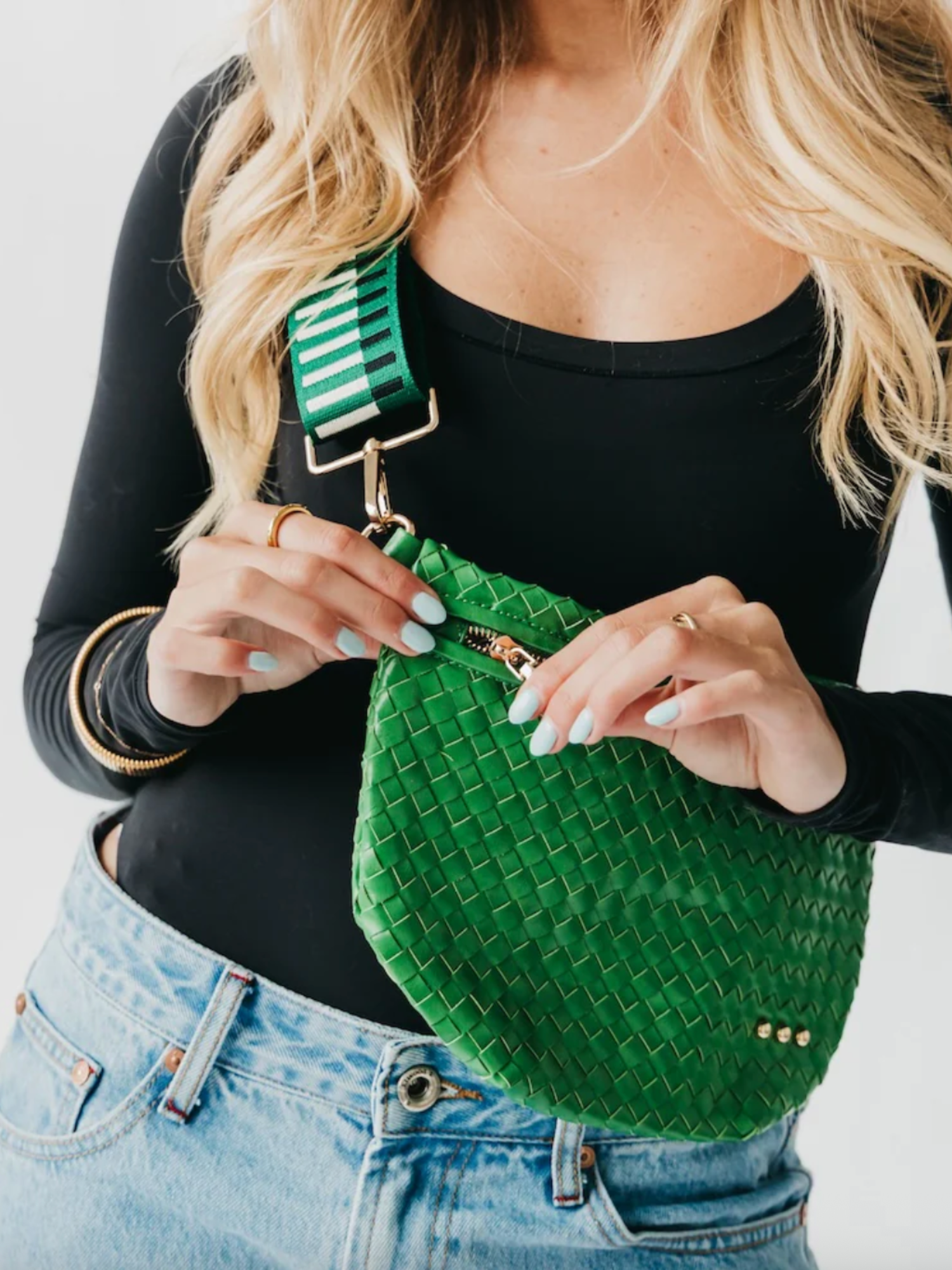 Westlyn Woven Bum Bag - Emerald - The Collective Rose