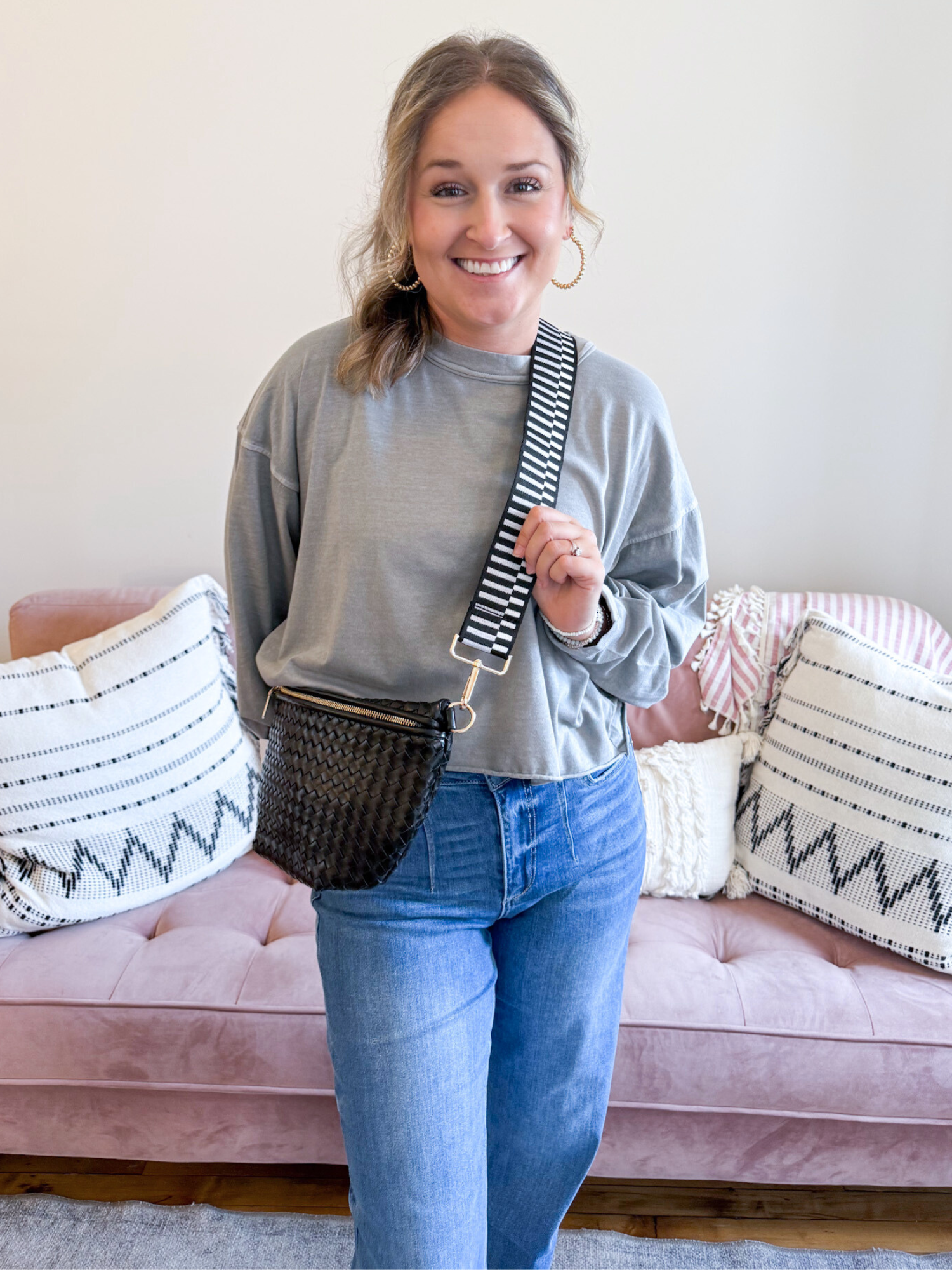 Westlyn Woven Bum Bag - Black - The Collective Rose