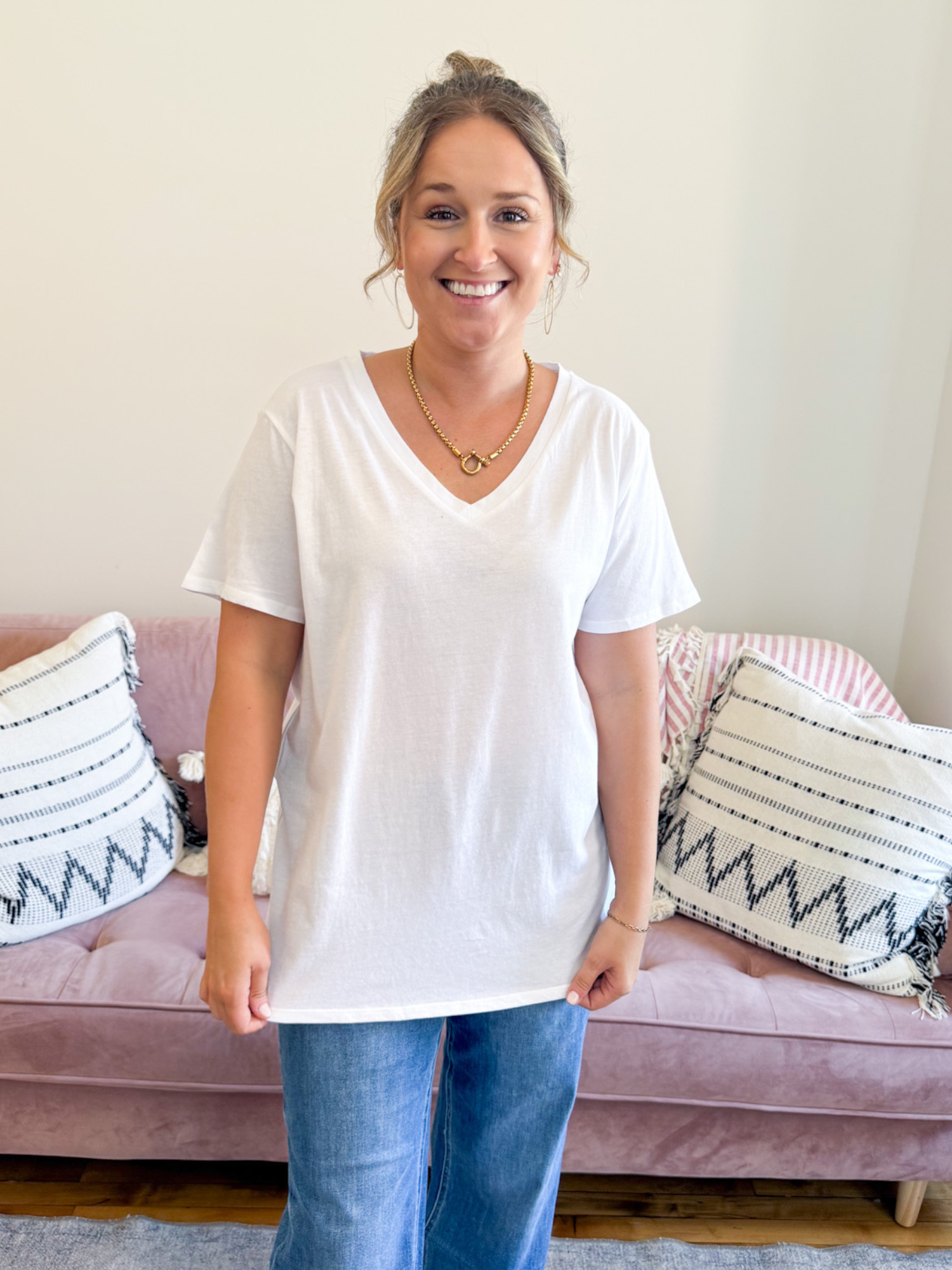 Boyfriend V-Neck Tee - The Collective Rose