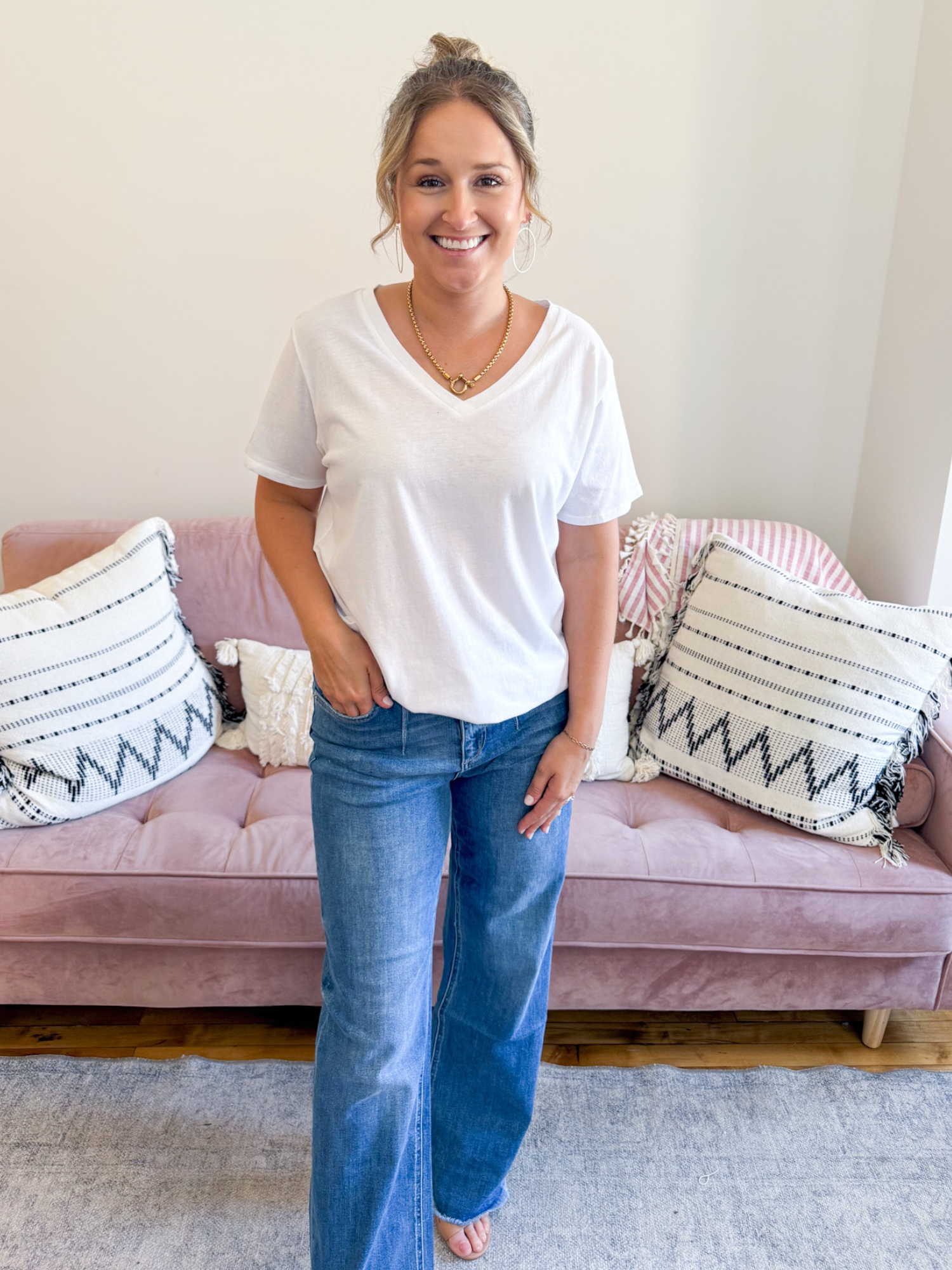 Boyfriend V-Neck Tee - The Collective Rose