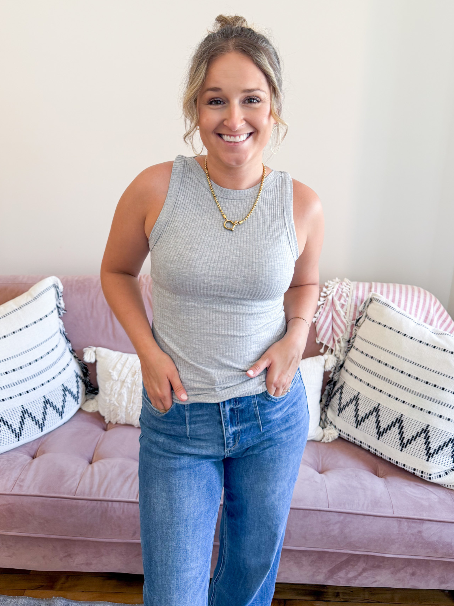 Basic Ribbed Tank - Gray - The Collective Rose
