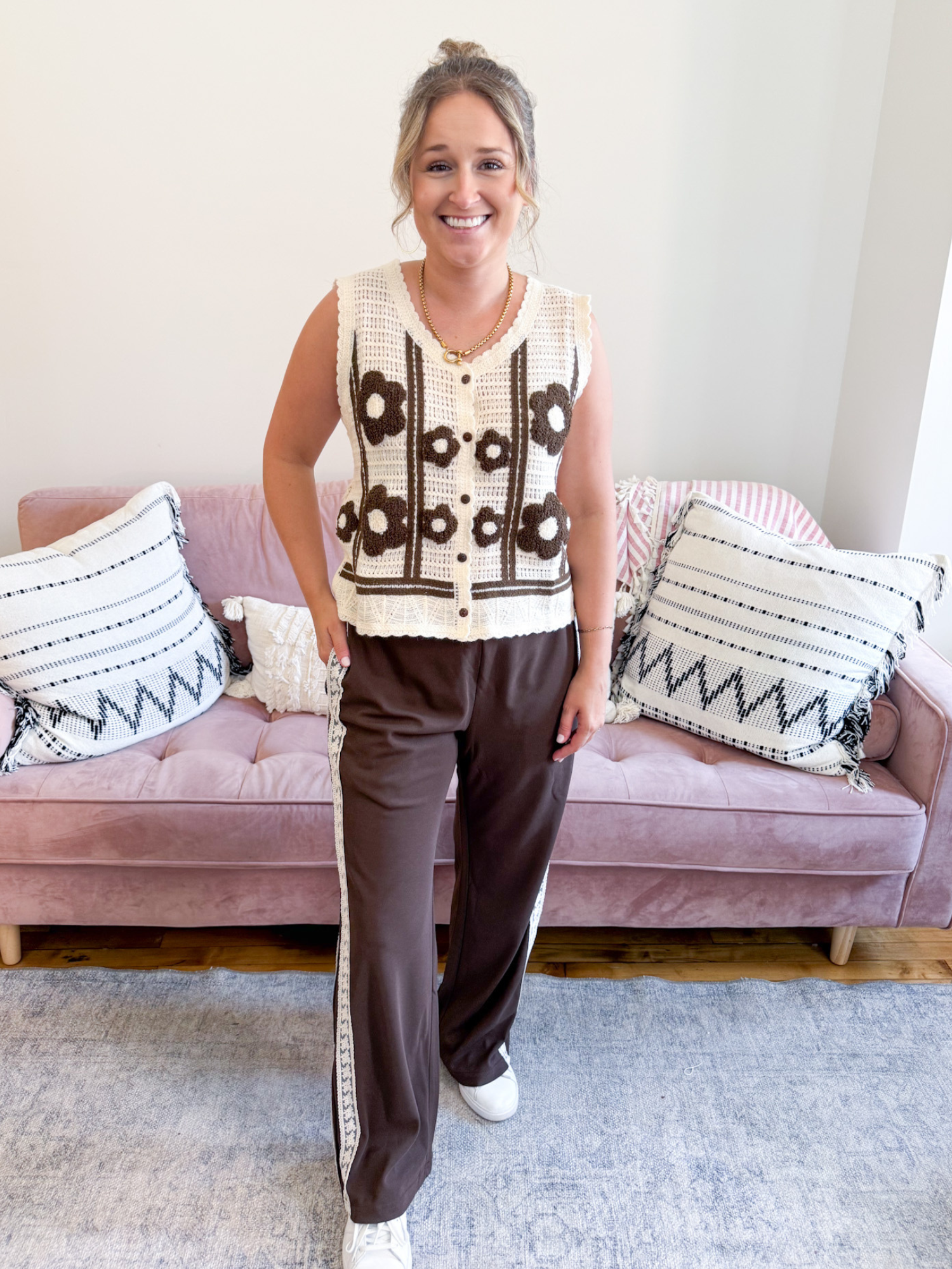 Astrid Lace Trimmed Track Pants - The Collective Rose