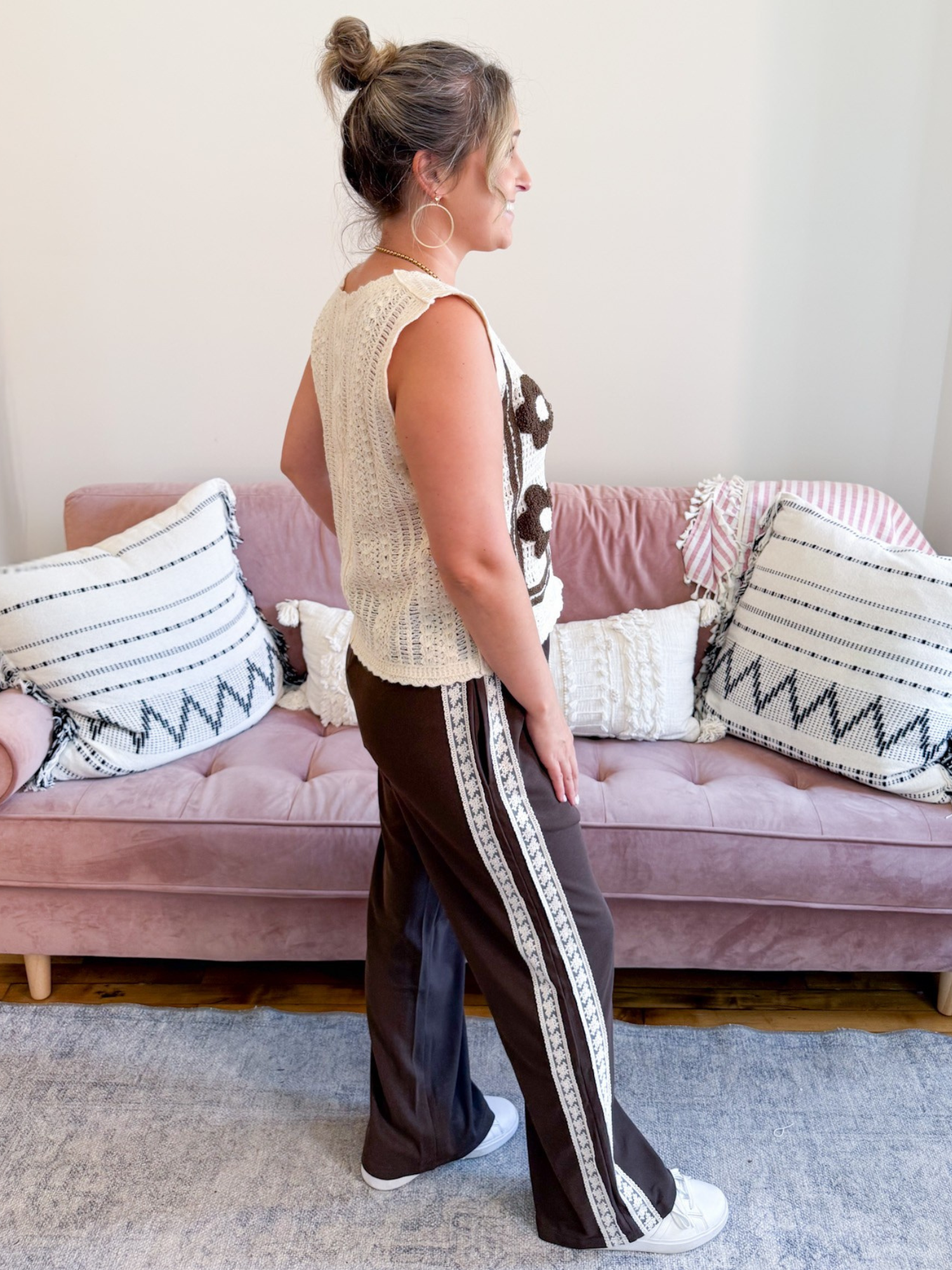 Astrid Lace Trimmed Track Pants - The Collective Rose