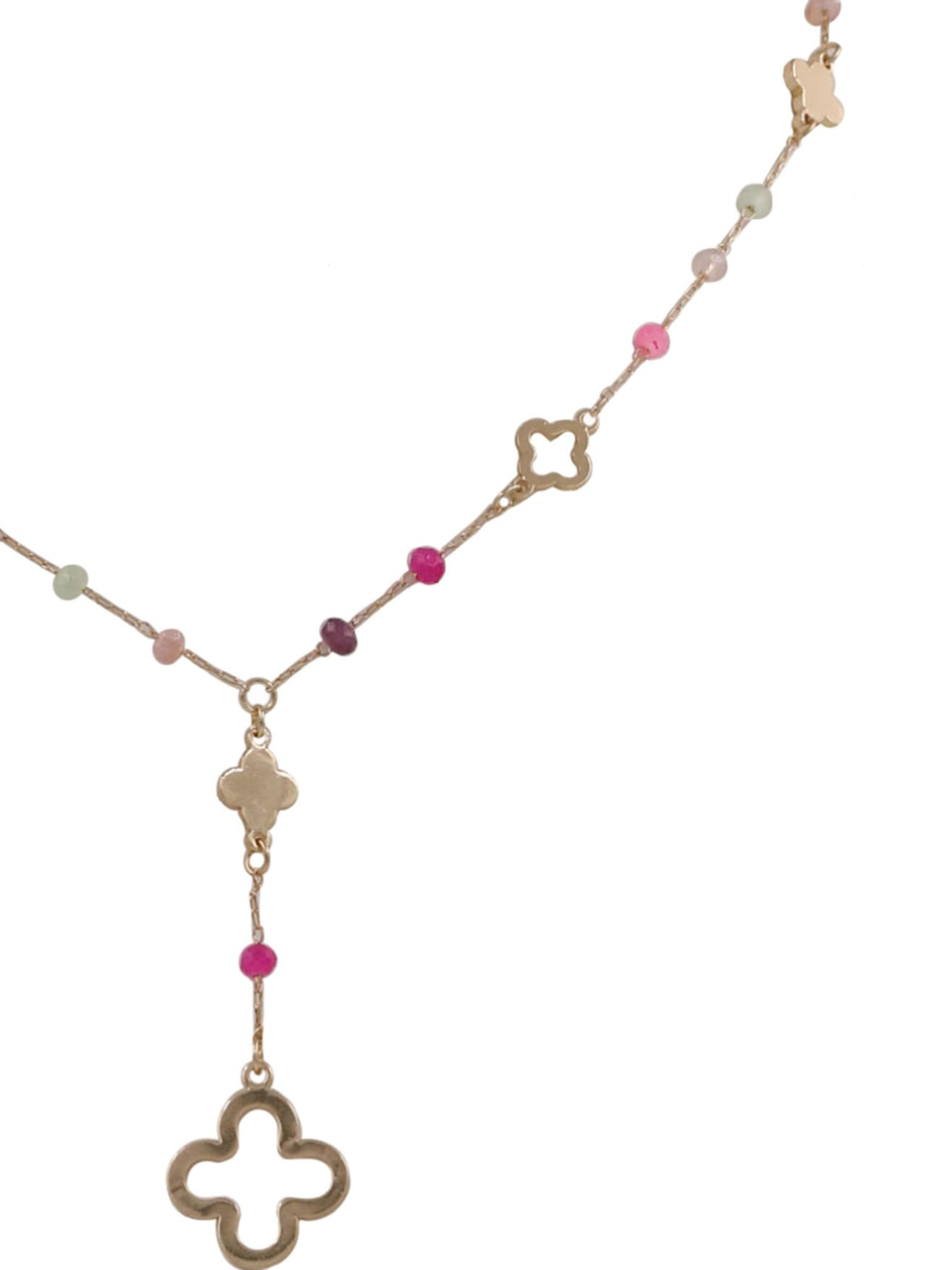 Clover Lariat Necklace - Pink - The Collective Rose