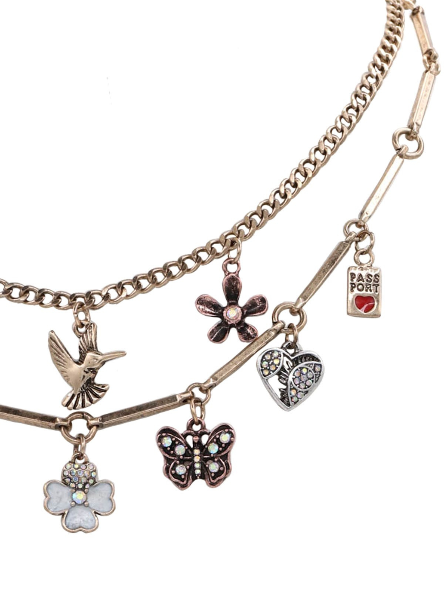 Double Layer Natural Charm Necklace - The Collective Rose