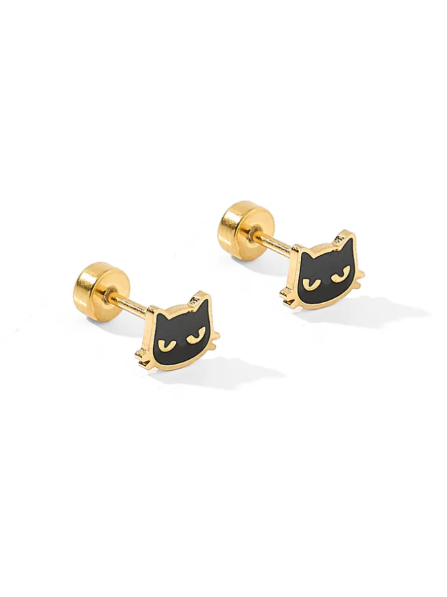 Black Cat Screwback Stud Earrings - The Collective Rose