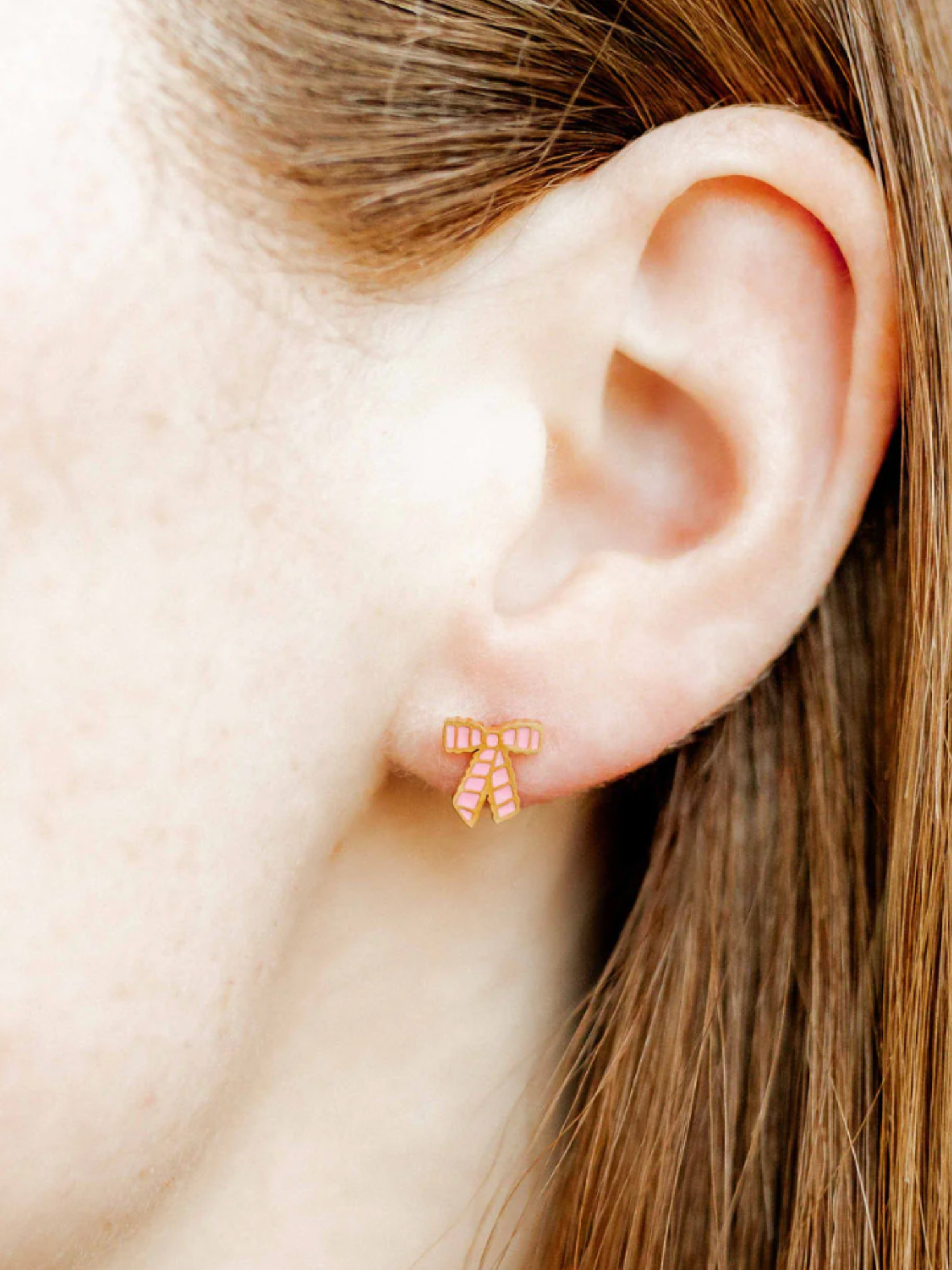 Conely Pink Bow Screwback Stud Earrings - The Collective Rose