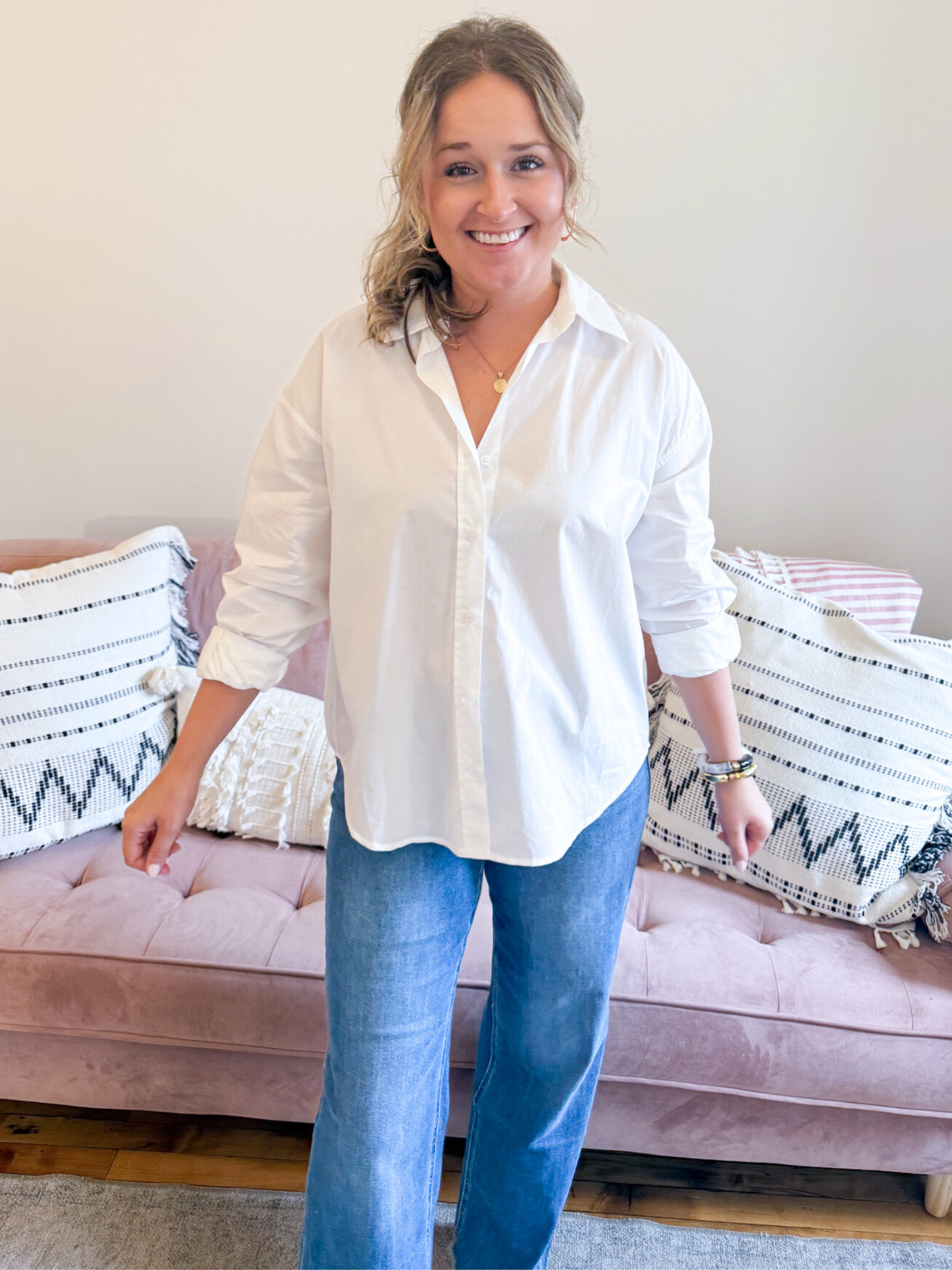 Gemma Oversized Poplin Button Up - The Collective Rose