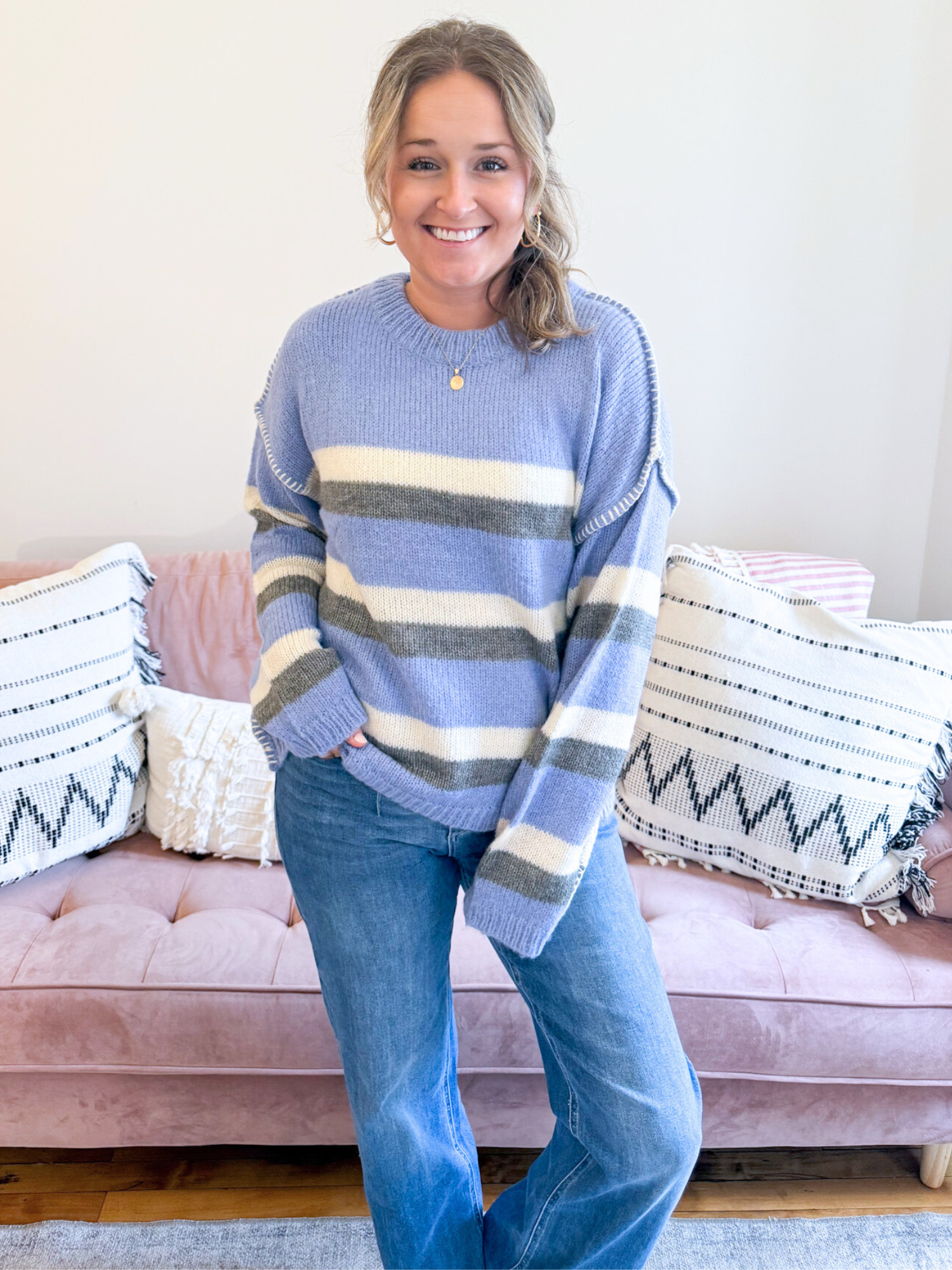 Emerson Striped Sweater - The Collective Rose
