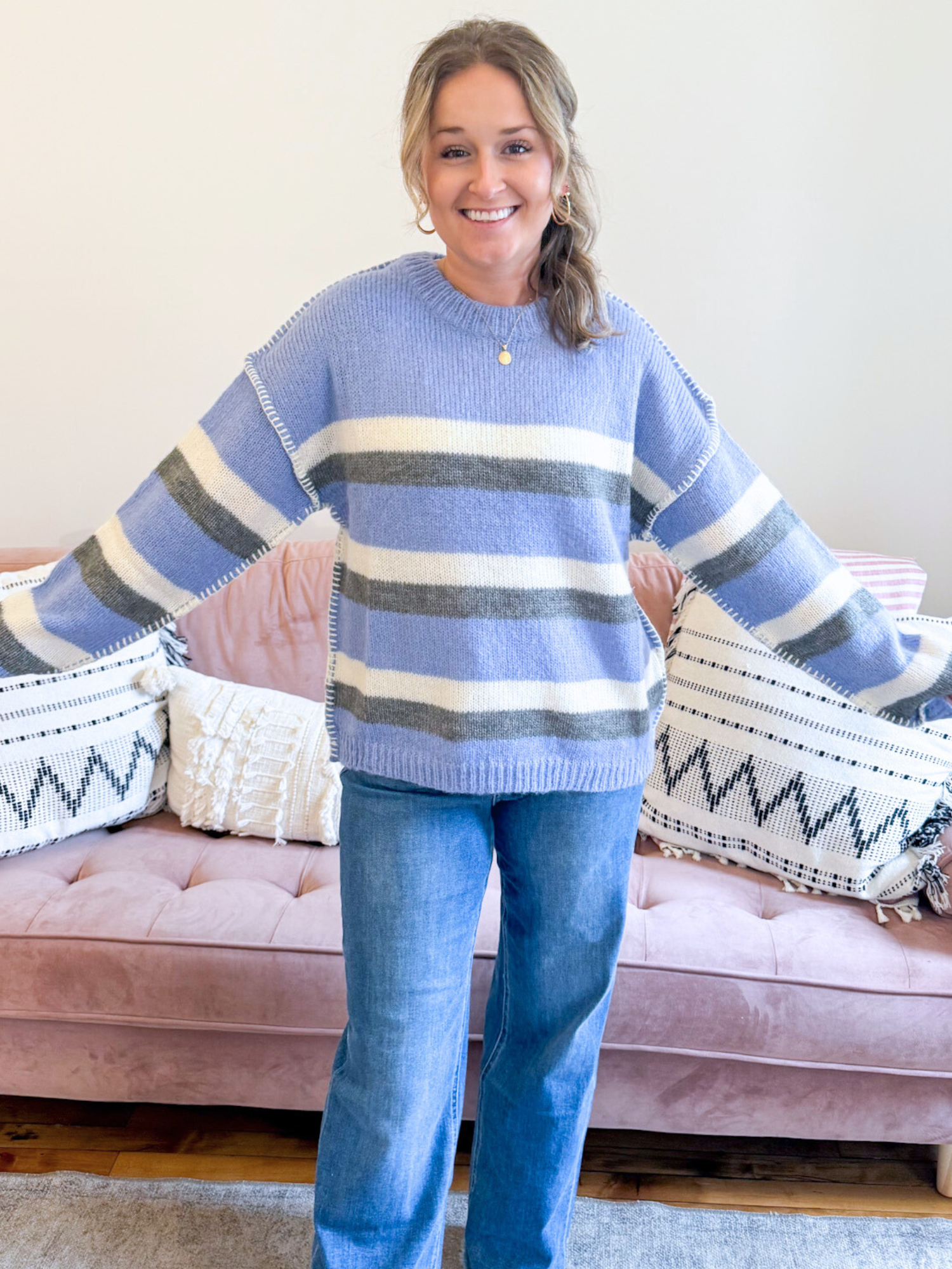 Emerson Striped Sweater - The Collective Rose