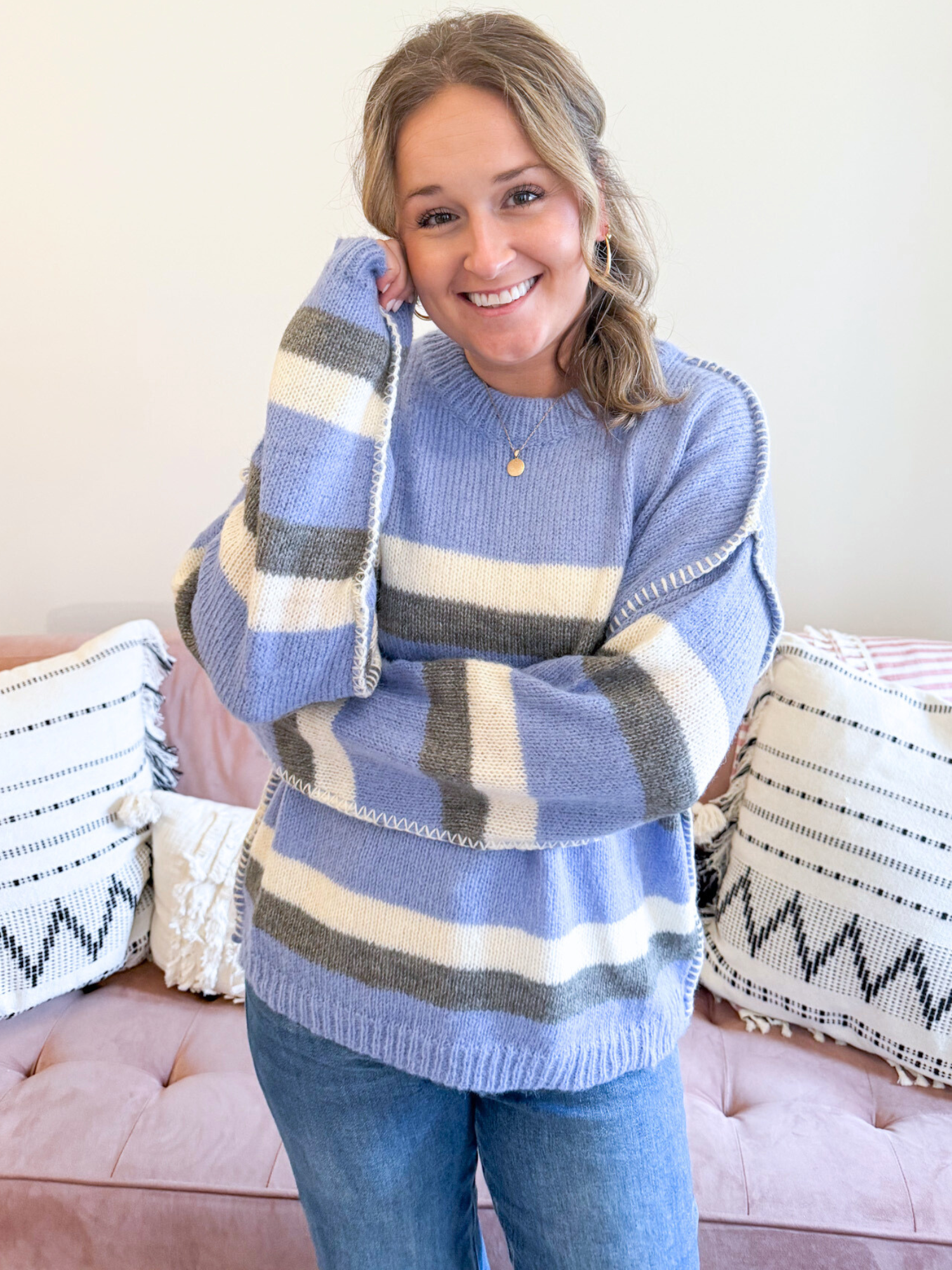 Emerson Striped Sweater - The Collective Rose