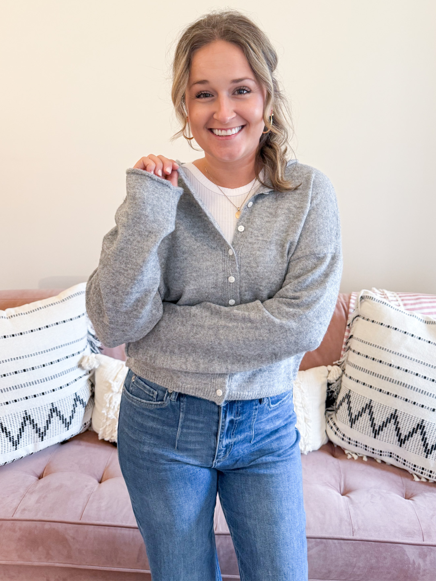 Marley Lightweight Cardigan - Gray - The Collective Rose