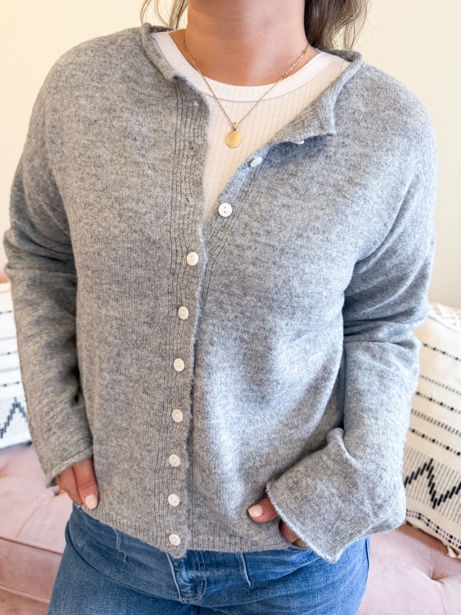 Marley Lightweight Cardigan - Gray - The Collective Rose