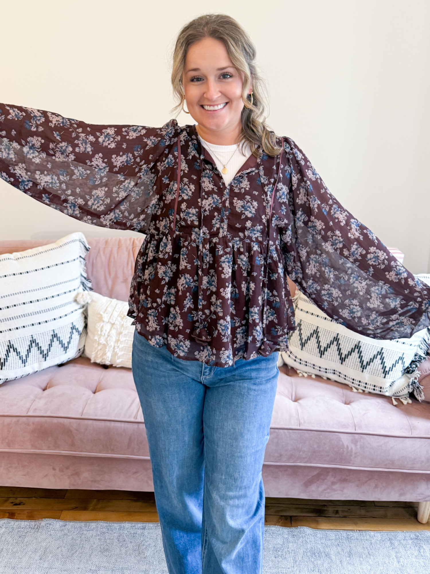 Blair Floral Babydoll Blouse - The Collective Rose