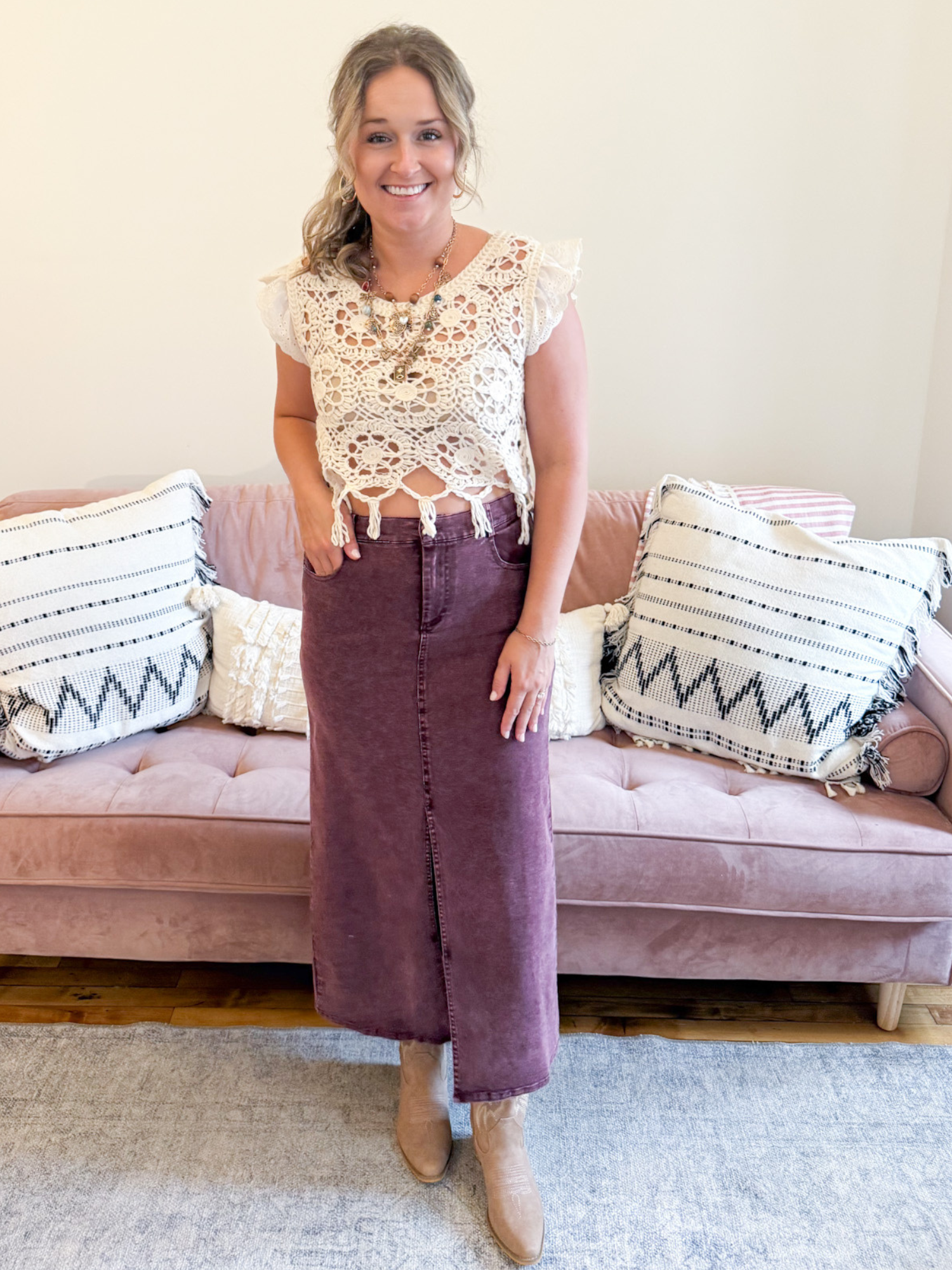 Amelia Twill Maxi Skirt - The Collective Rose