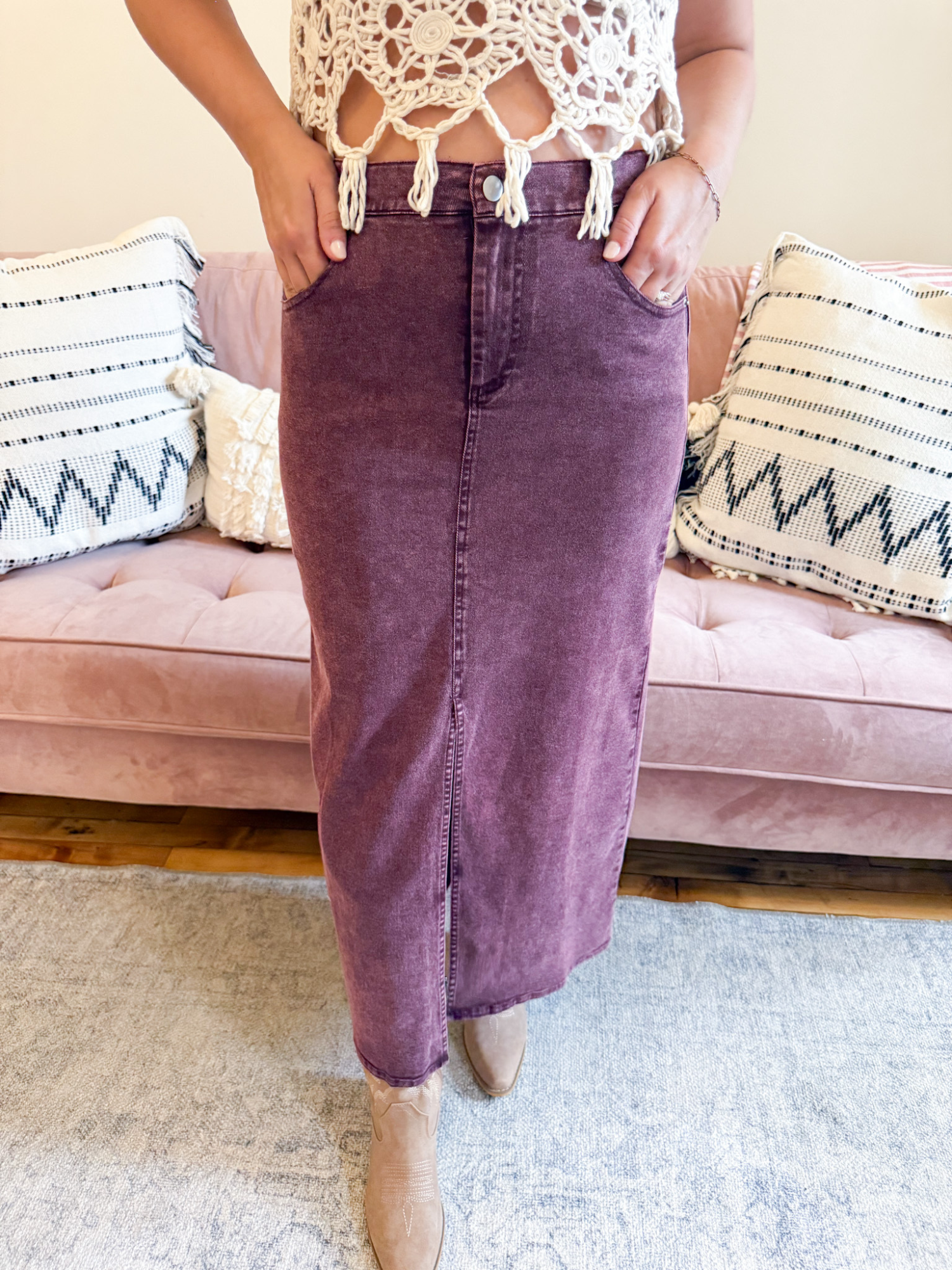 Amelia Twill Maxi Skirt - The Collective Rose