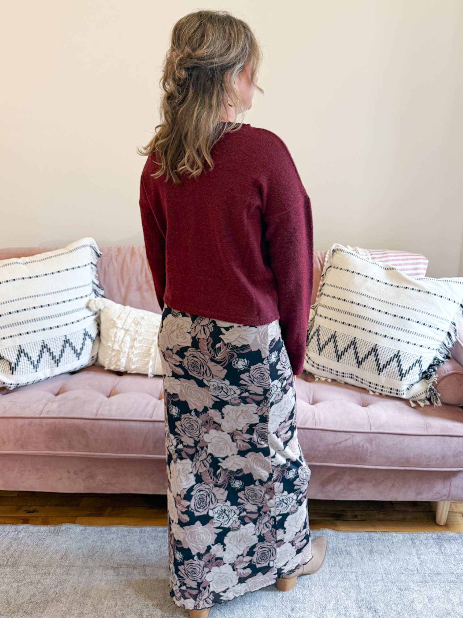 Marley Lightweight Cardigan - Burgundy - The Collective Rose