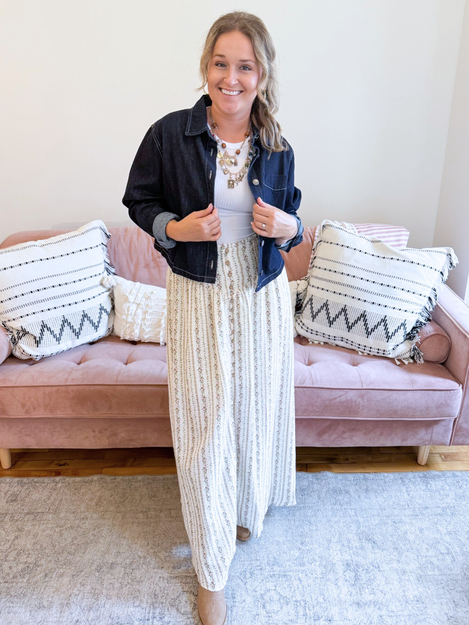 Kit Floral Stripe Maxi Skirt - The Collective Rose