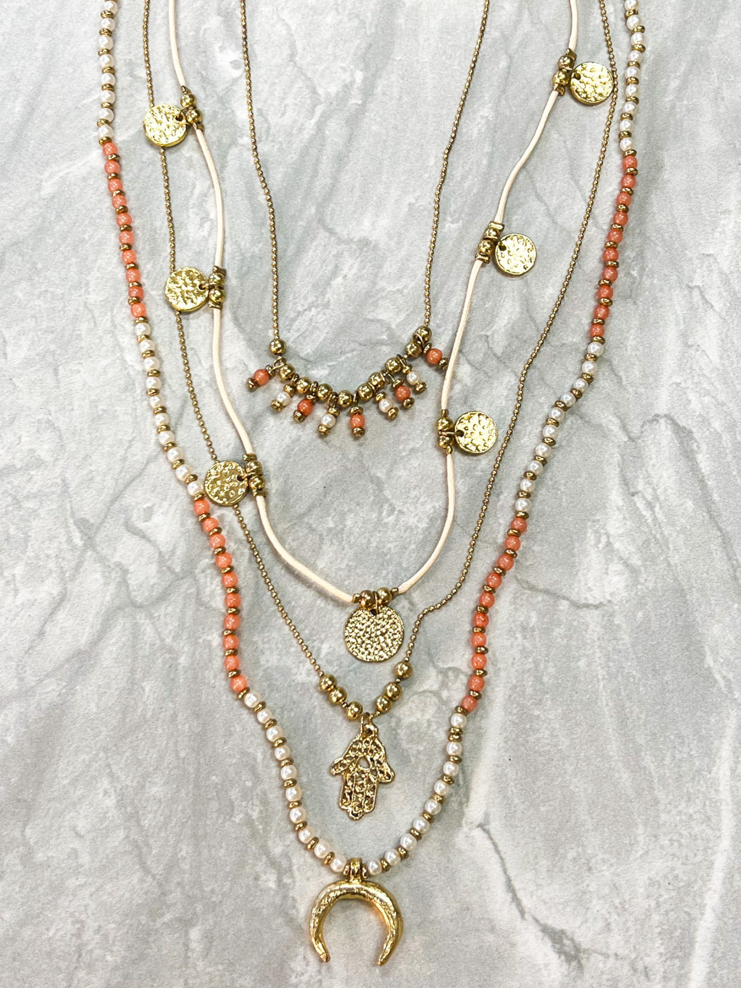 Leslie Layered Coral Necklace - The Collective Rose