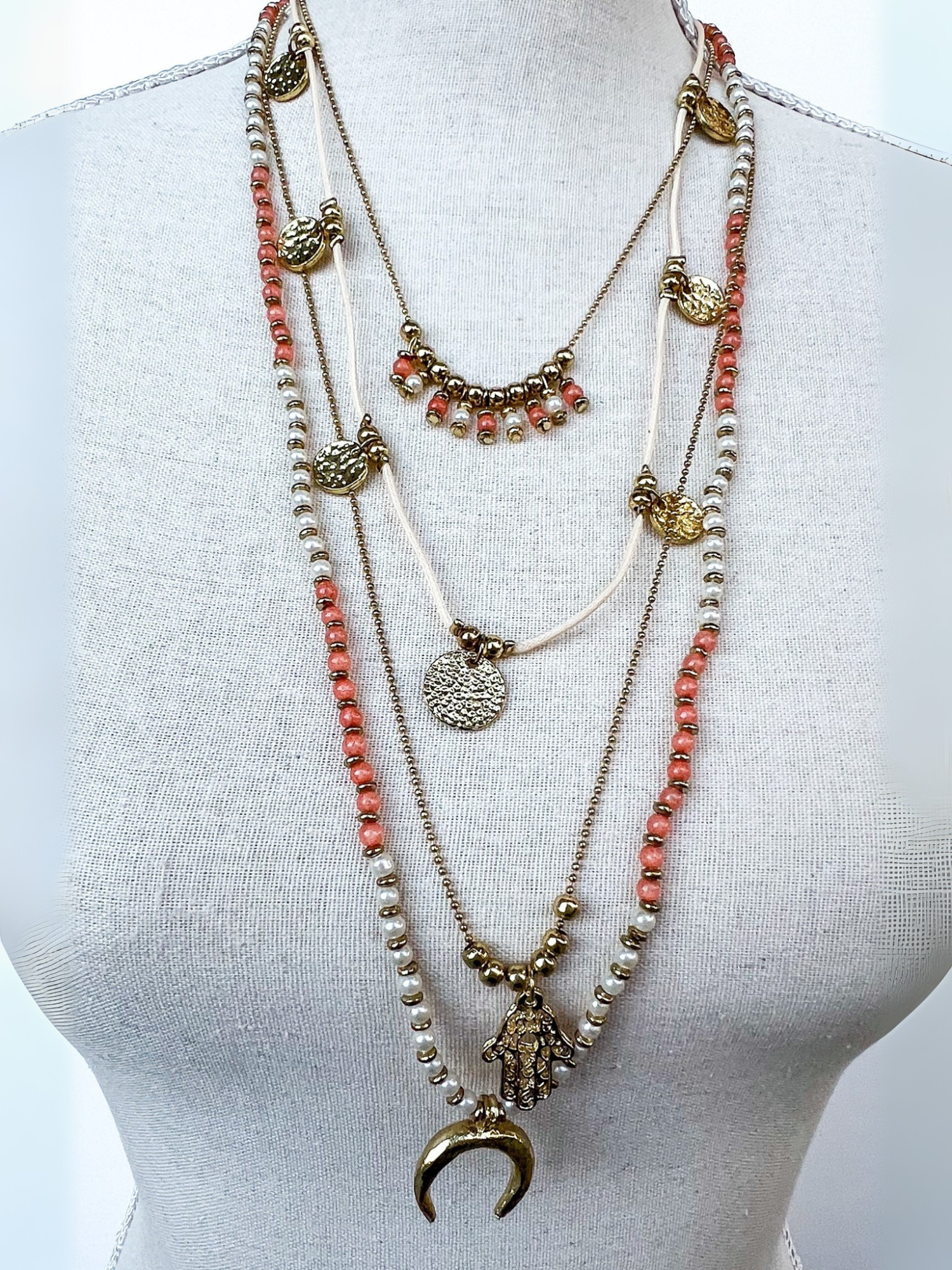 Leslie Layered Coral Necklace - The Collective Rose