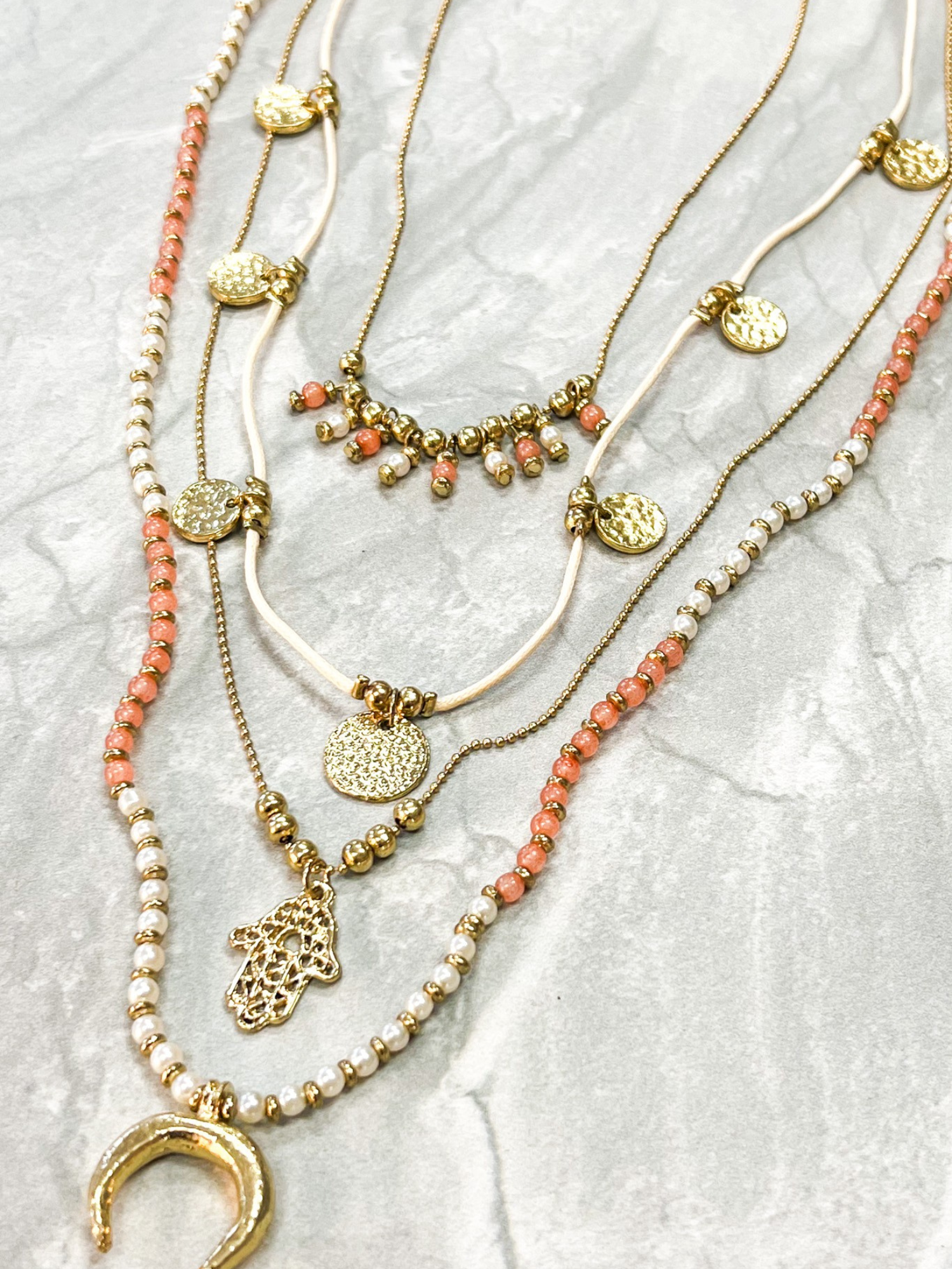 Leslie Layered Coral Necklace - The Collective Rose