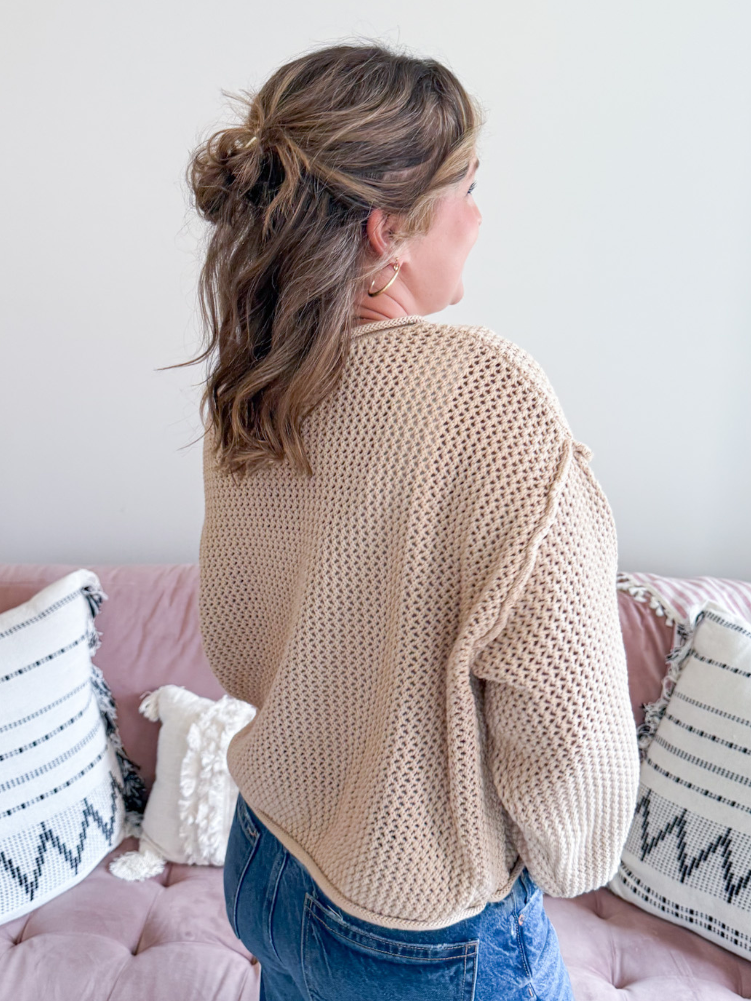 Layne Open Knit Sweater - Camel - The Collective Rose