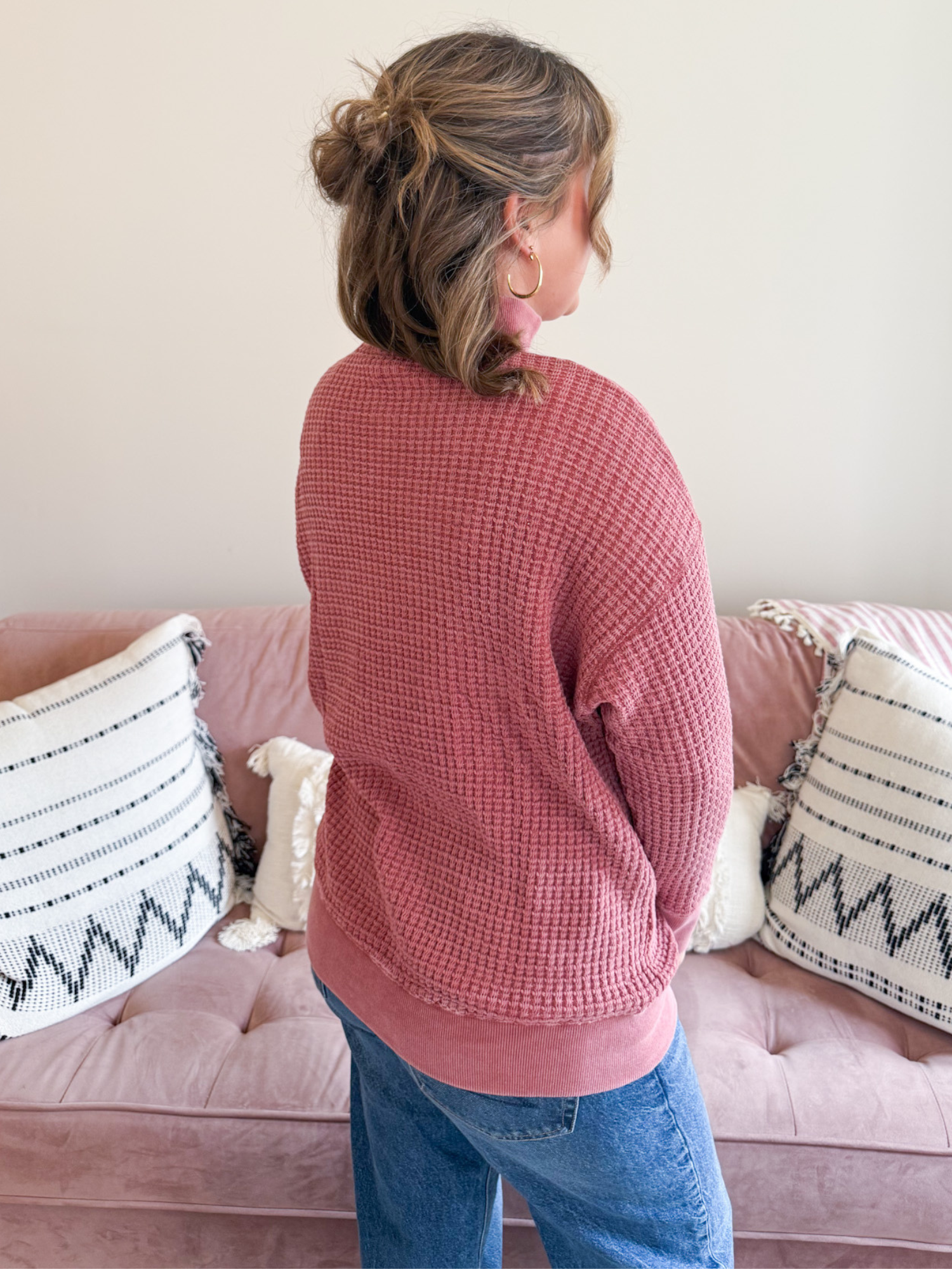 Maude Waffle Knit Sweater - The Collective Rose