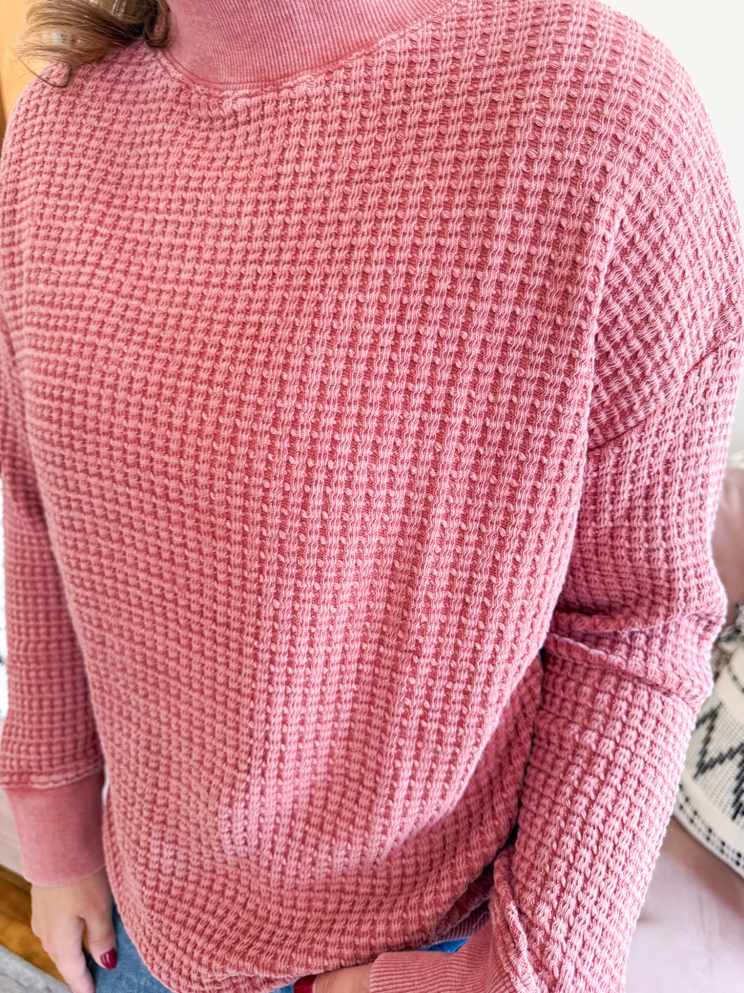 Maude Waffle Knit Sweater - The Collective Rose