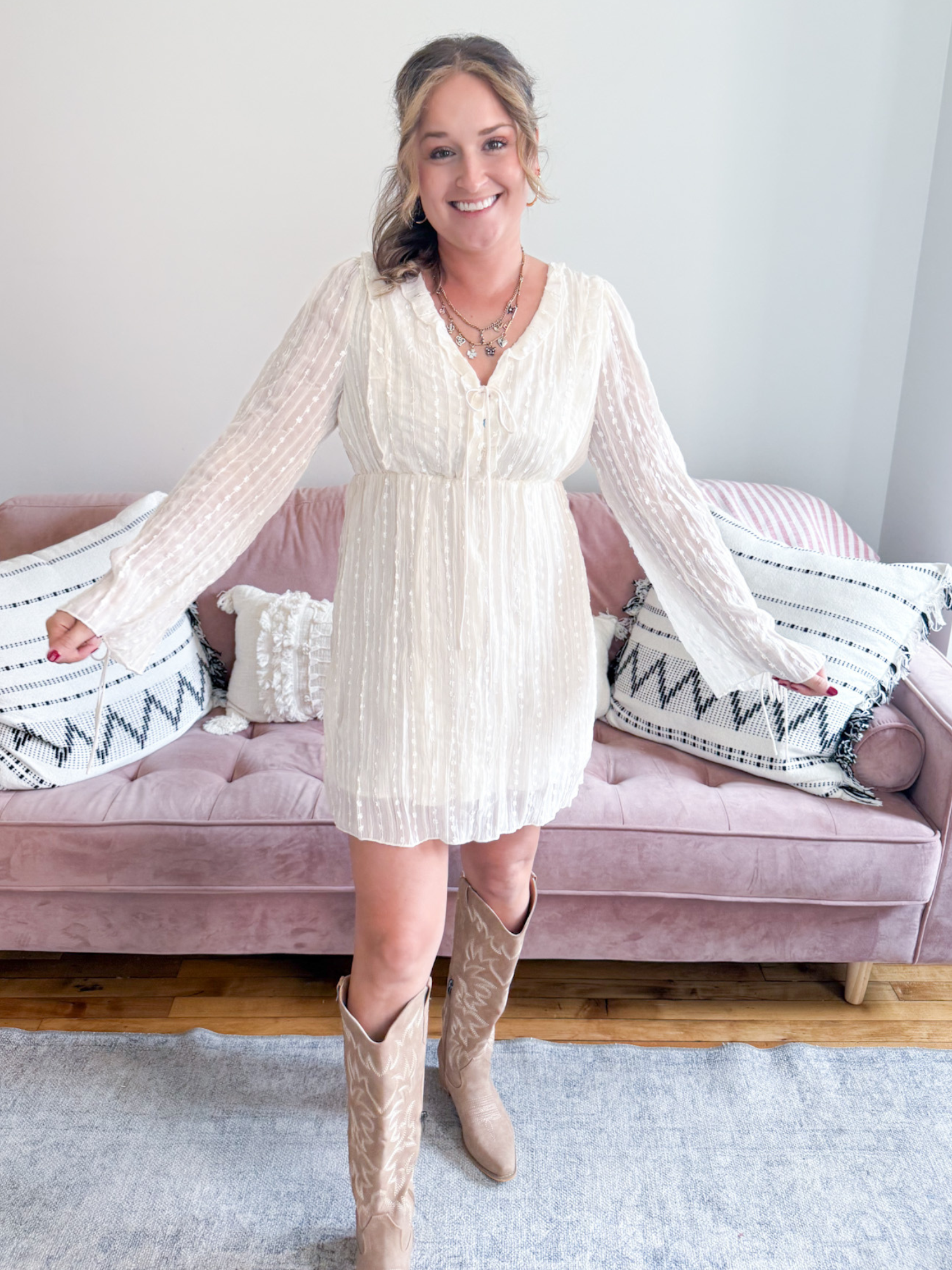 Maren Embroidered Ruffle Mini Dress - The Collective Rose