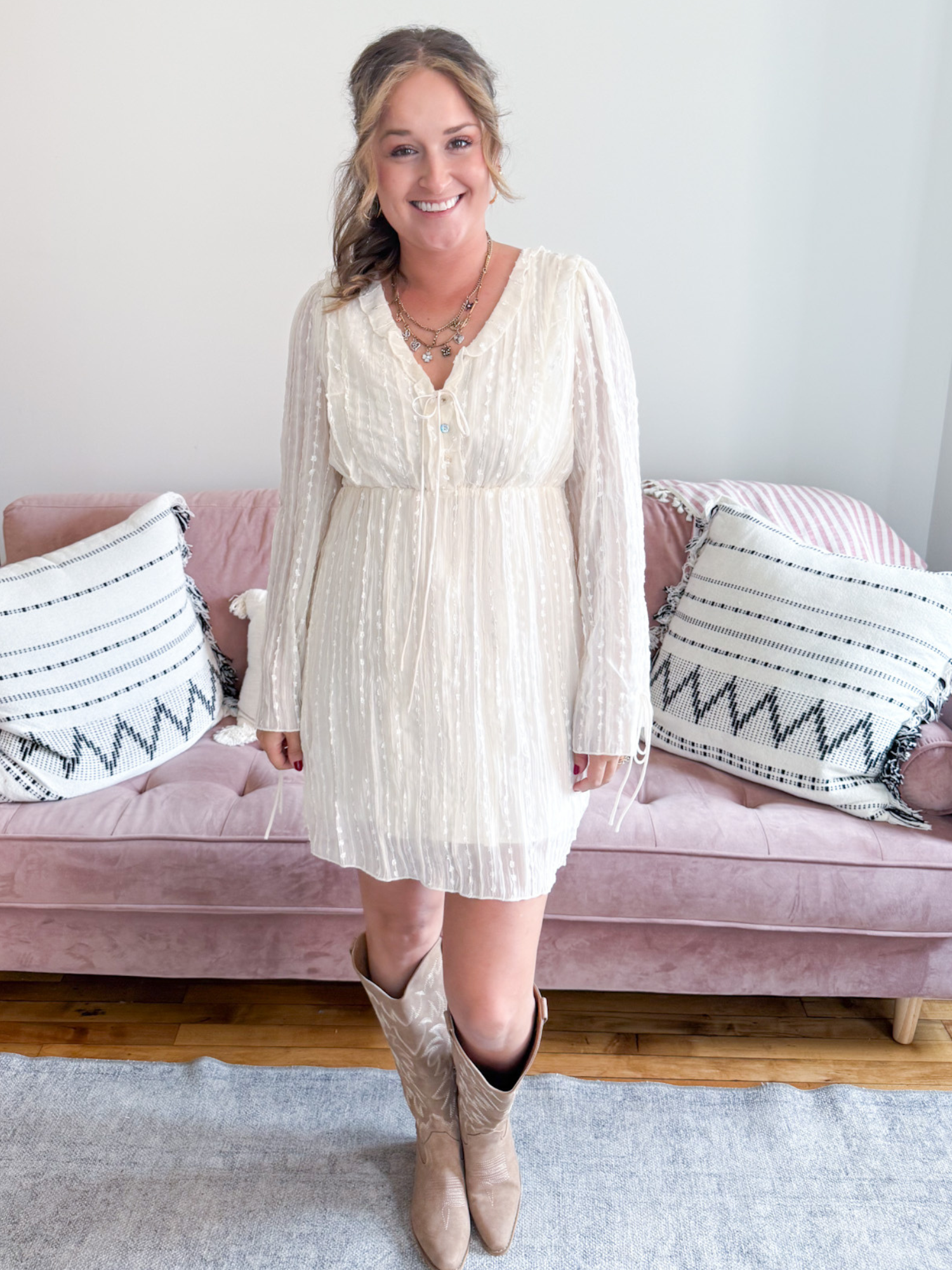 Maren Embroidered Ruffle Mini Dress - The Collective Rose