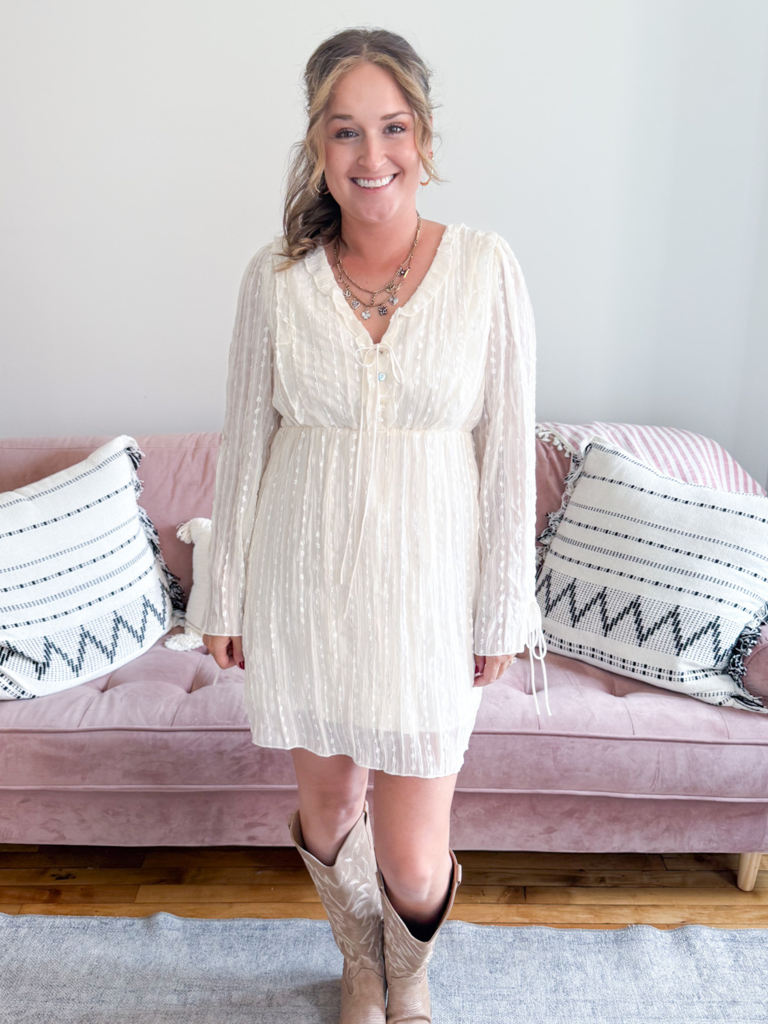 Maren Embroidered Ruffle Mini Dress - The Collective Rose
