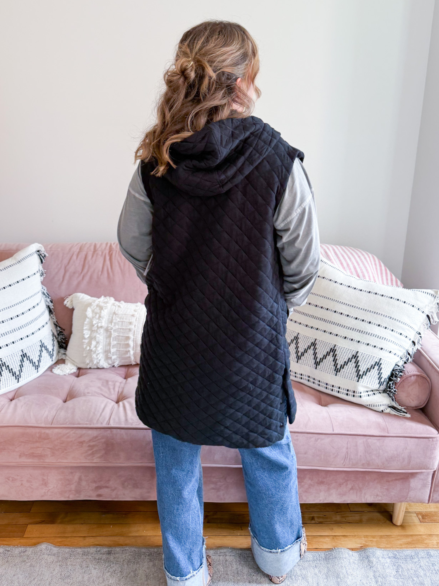 Nala Longline Quilted Vest - The Collective Rose