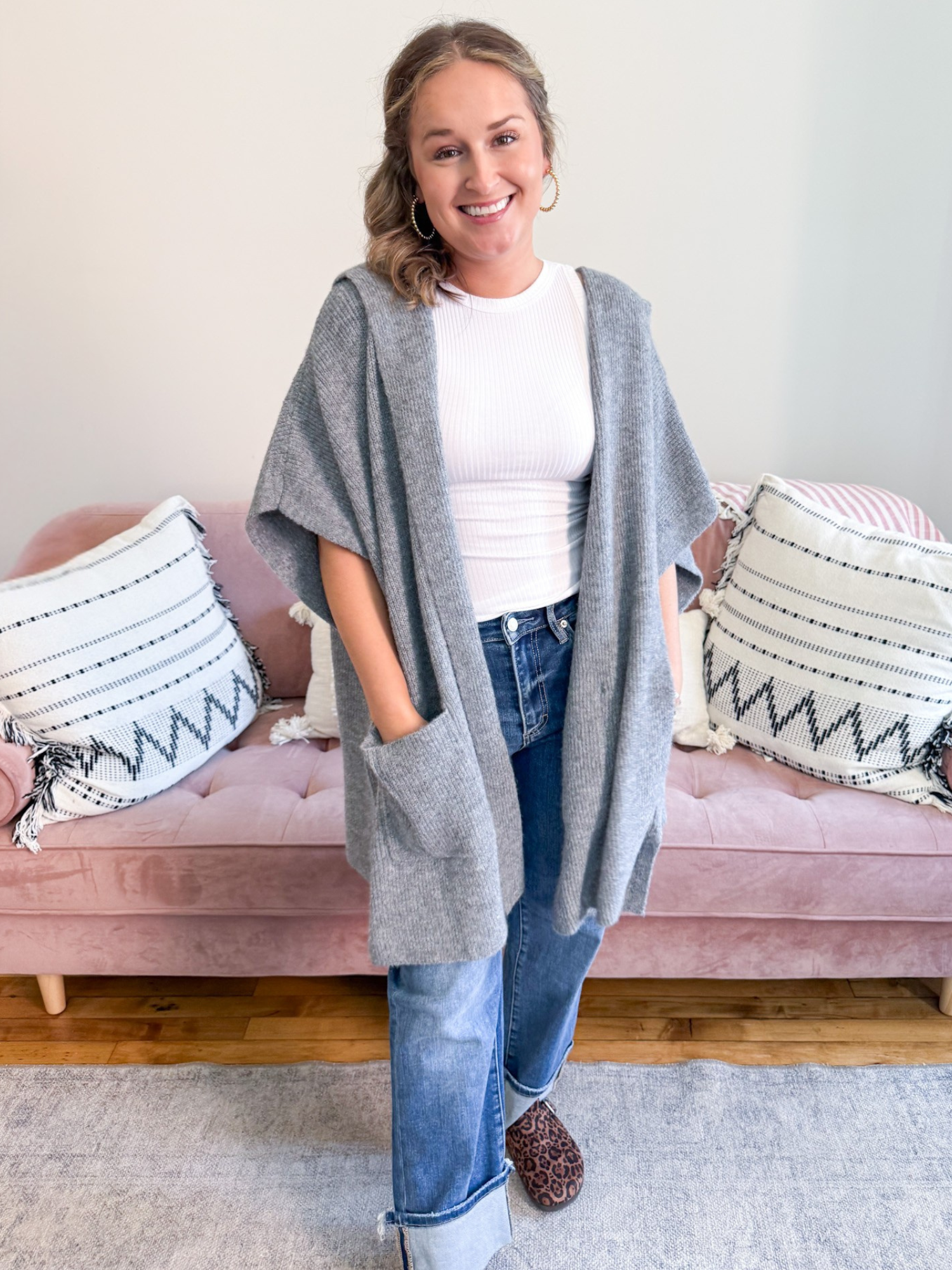 Bryn Hooded Sweater Poncho - The Collective Rose