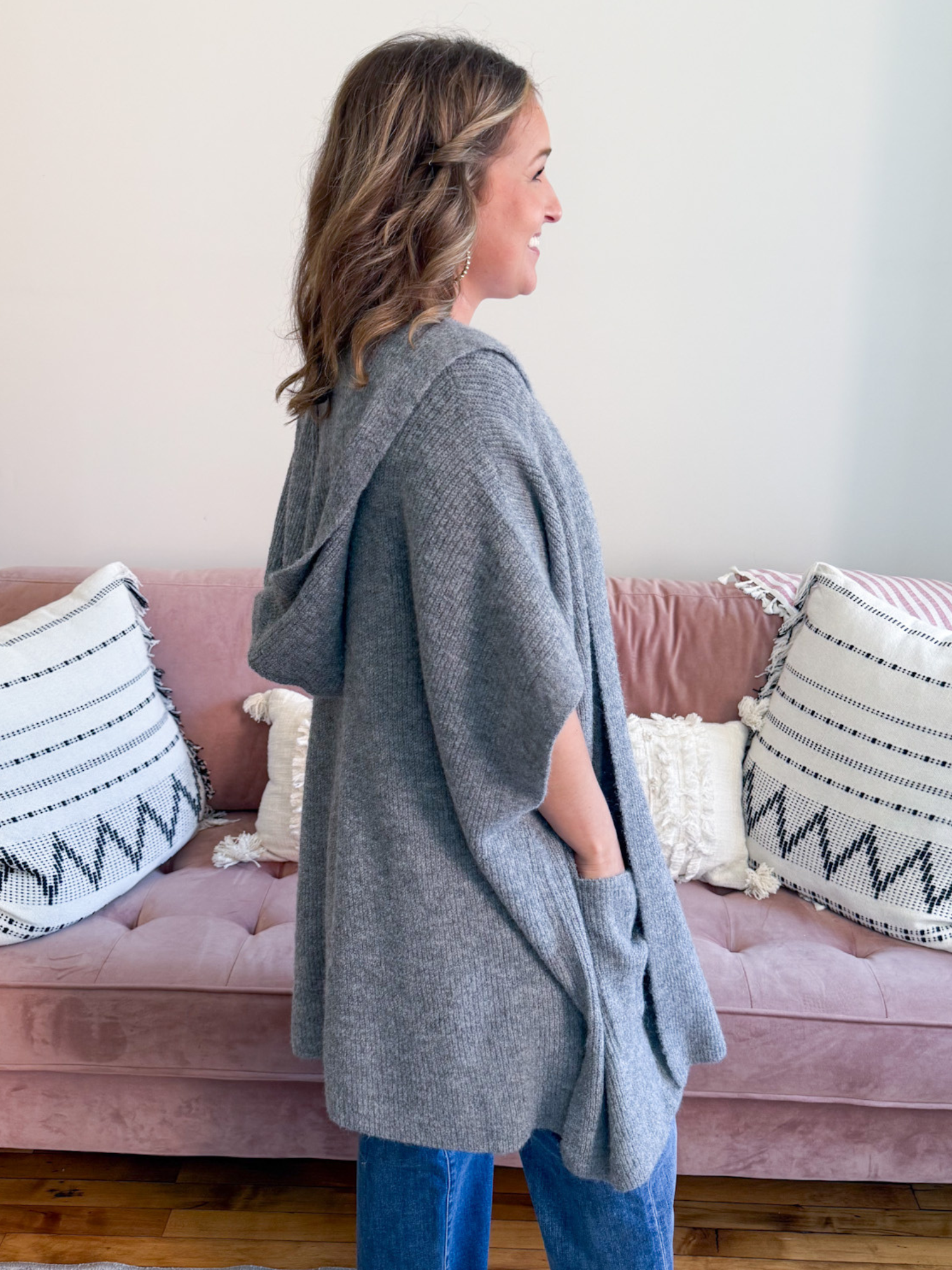 Bryn Hooded Sweater Poncho - The Collective Rose