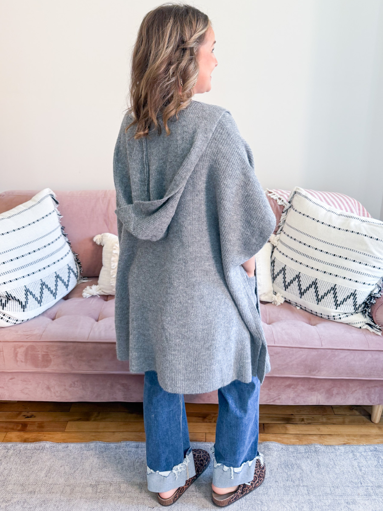 Bryn Hooded Sweater Poncho - The Collective Rose