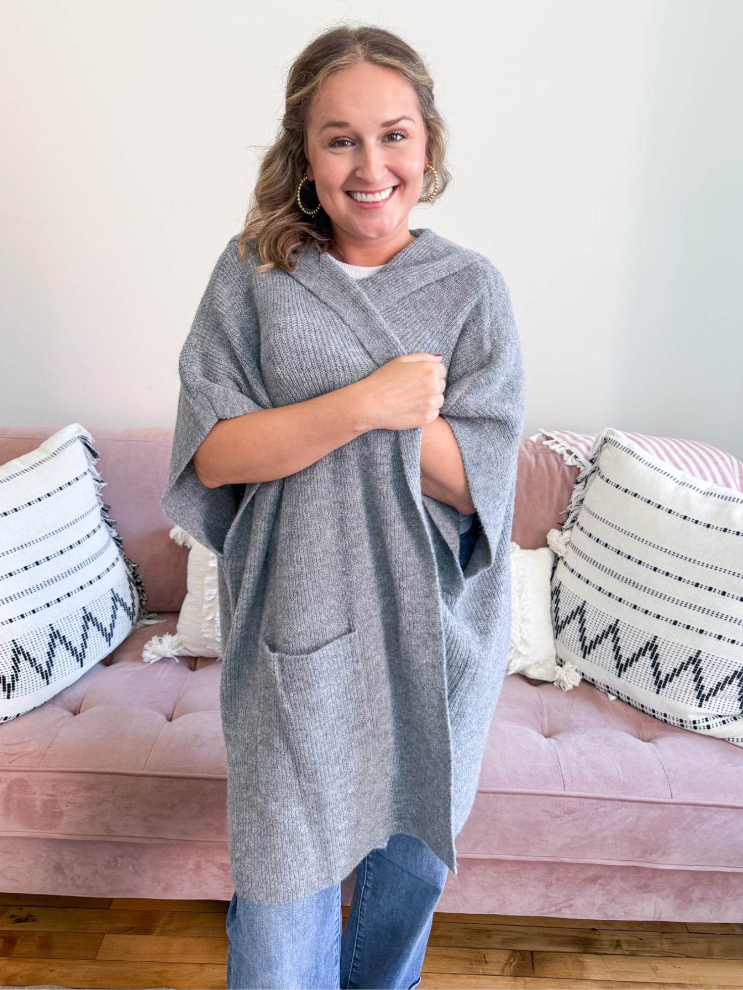 Bryn Hooded Sweater Poncho - The Collective Rose