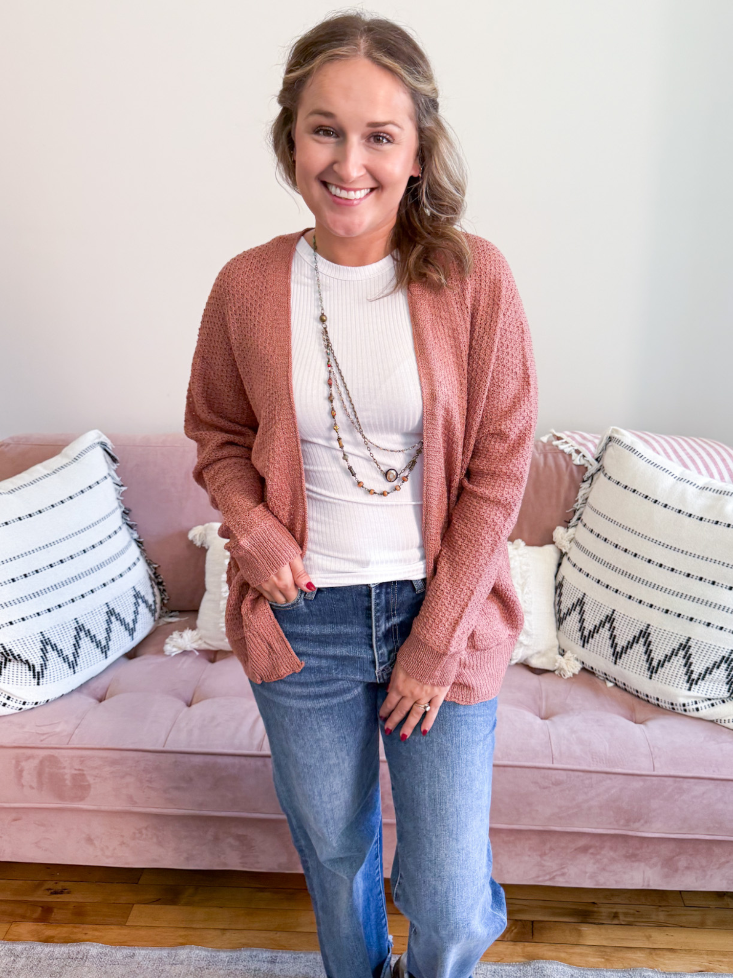 Ari Lightweight Cardigan - Rose - The Collective Rose