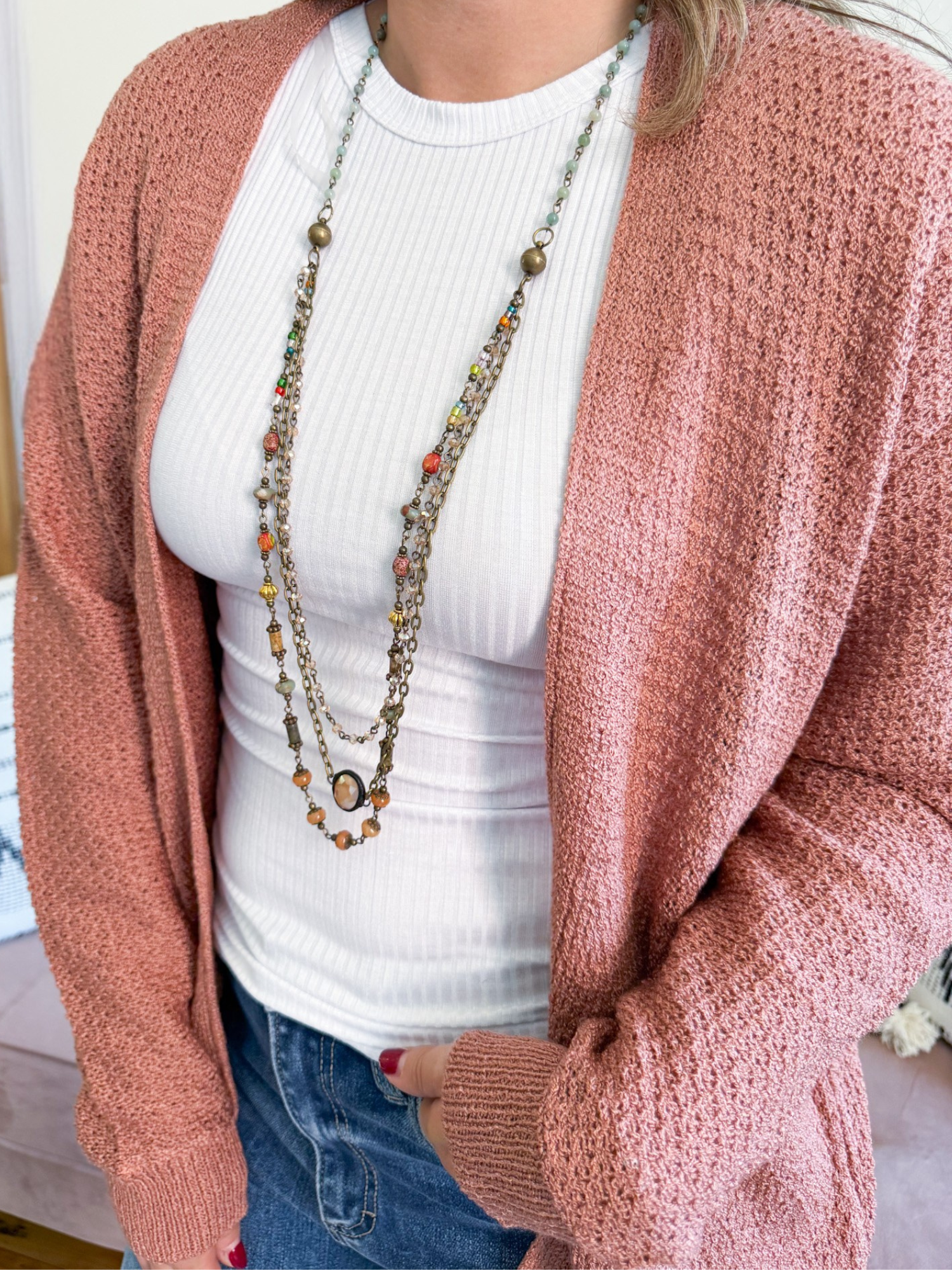Ari Lightweight Cardigan - Rose - The Collective Rose