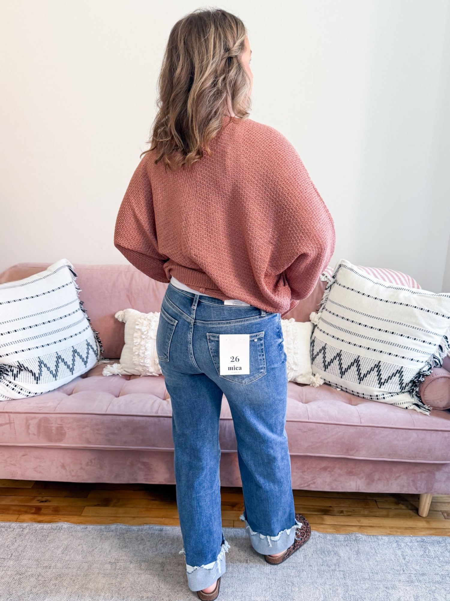 Super High Rise Cuffed Straight Leg - The Collective Rose