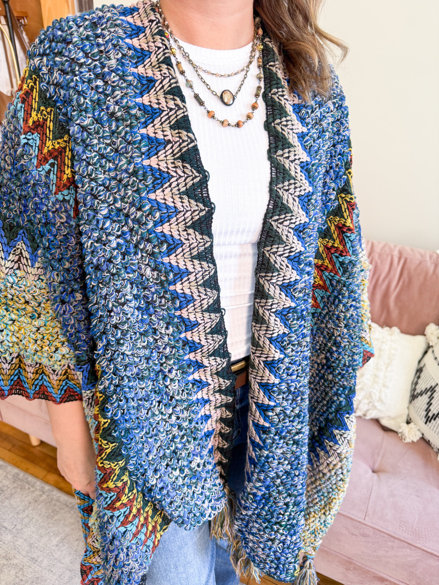 Laurel Crochet Ruana - The Collective Rose