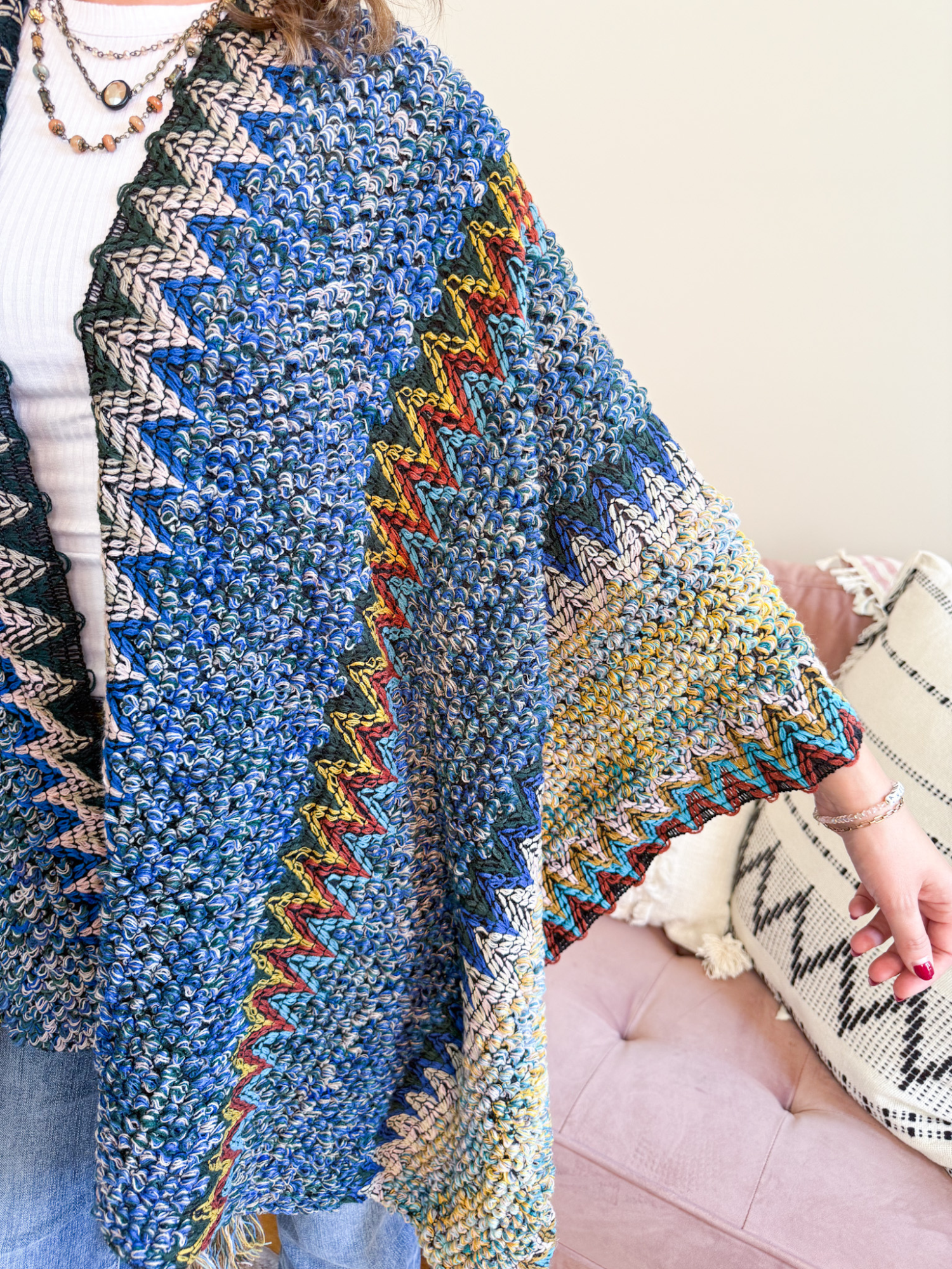 Laurel Crochet Ruana - The Collective Rose
