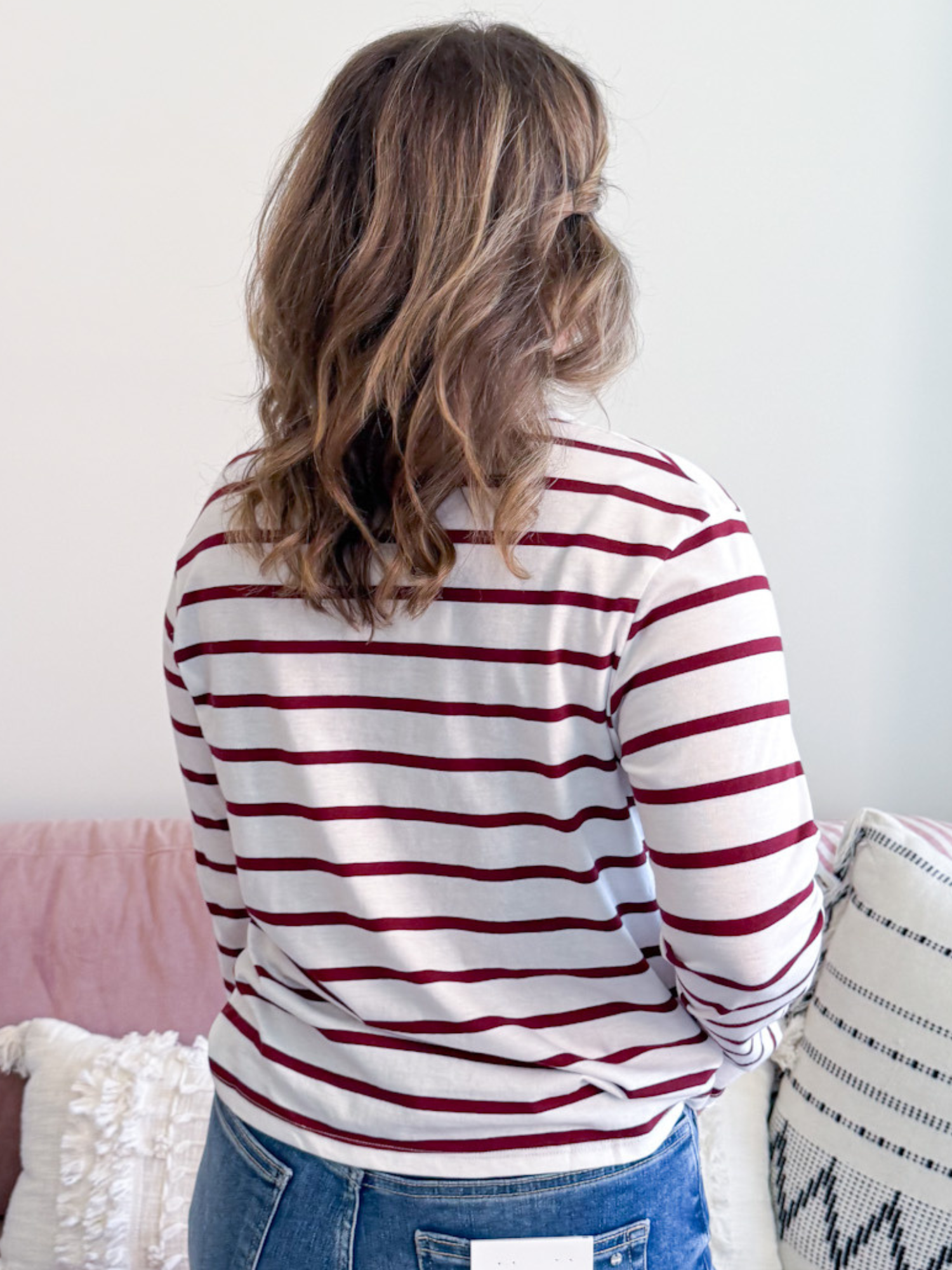 Leni Striped Long Sleeve - Wine - The Collective Rose