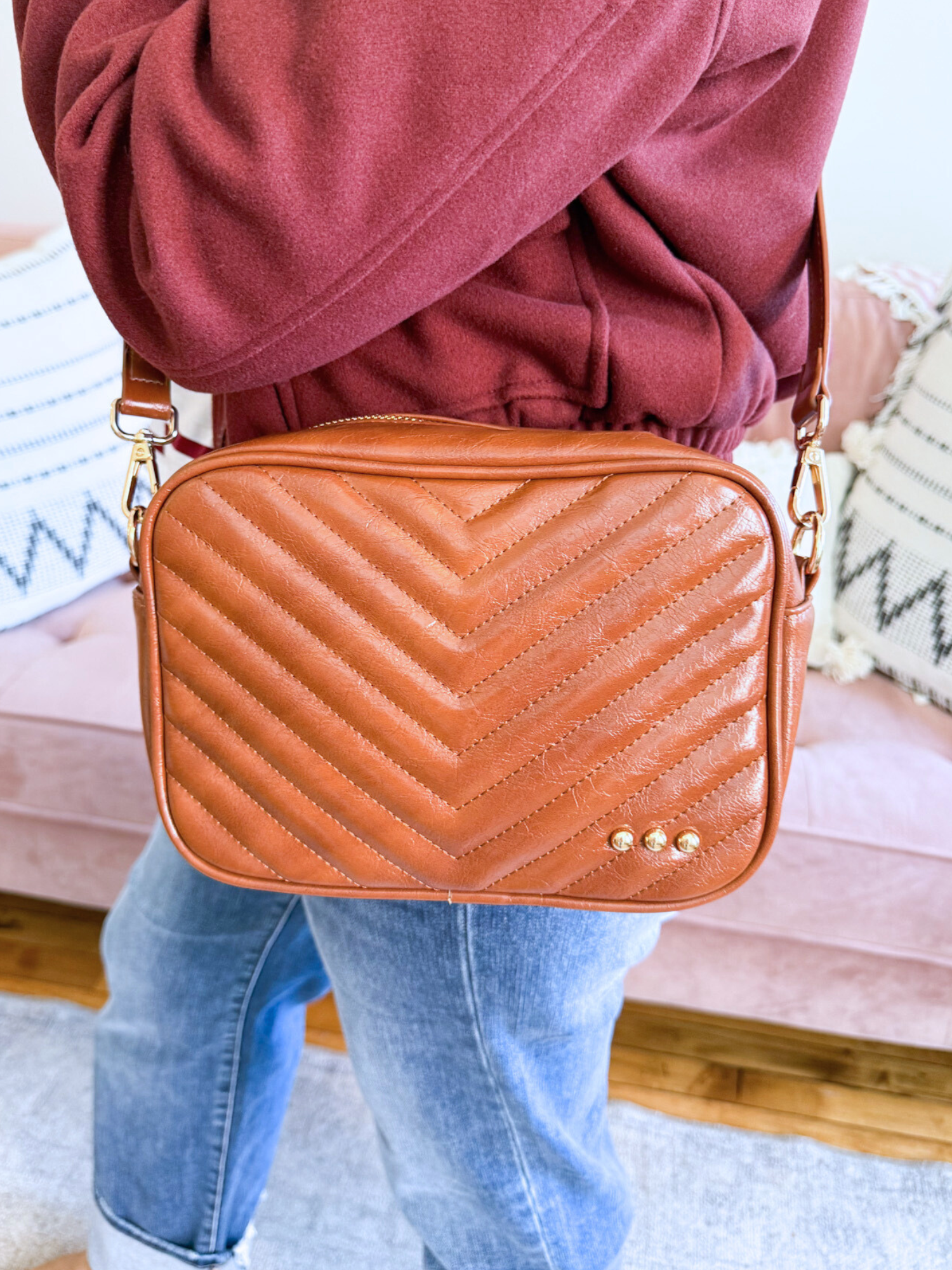 Coco Quilted Camera Bag - Brown - The Collective Rose